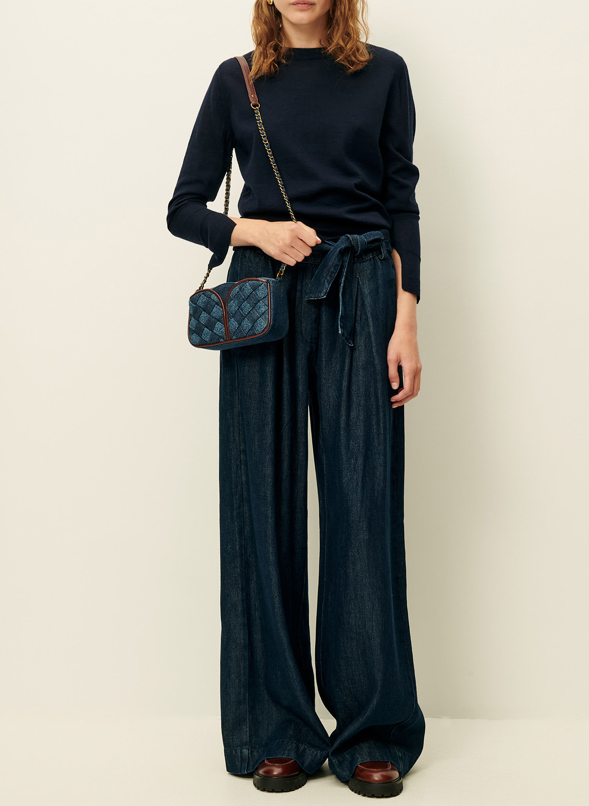 Pull col rond en laine SESSUN Bleu