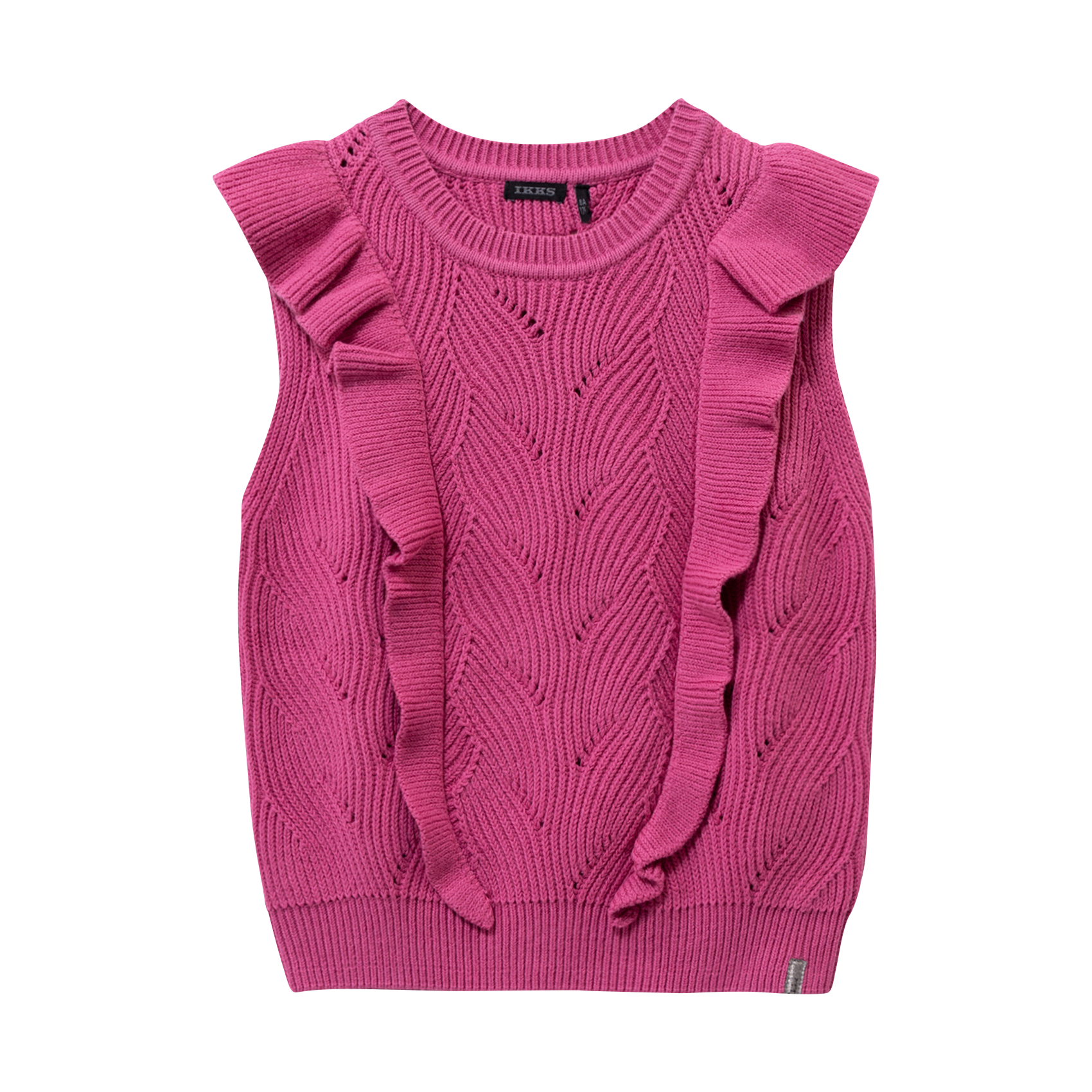 Cotton and wool sleeveless sweater with lacing IKKS JUNIOR Pink