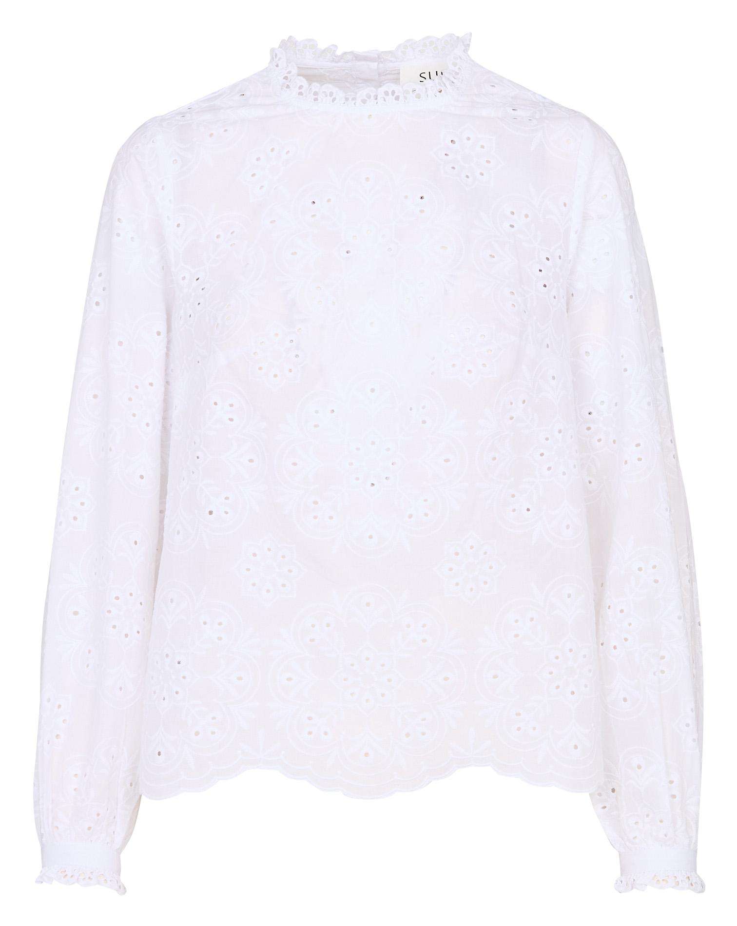 Blouse oversize col rond en coton brodé SUD EXPRESS Blanc