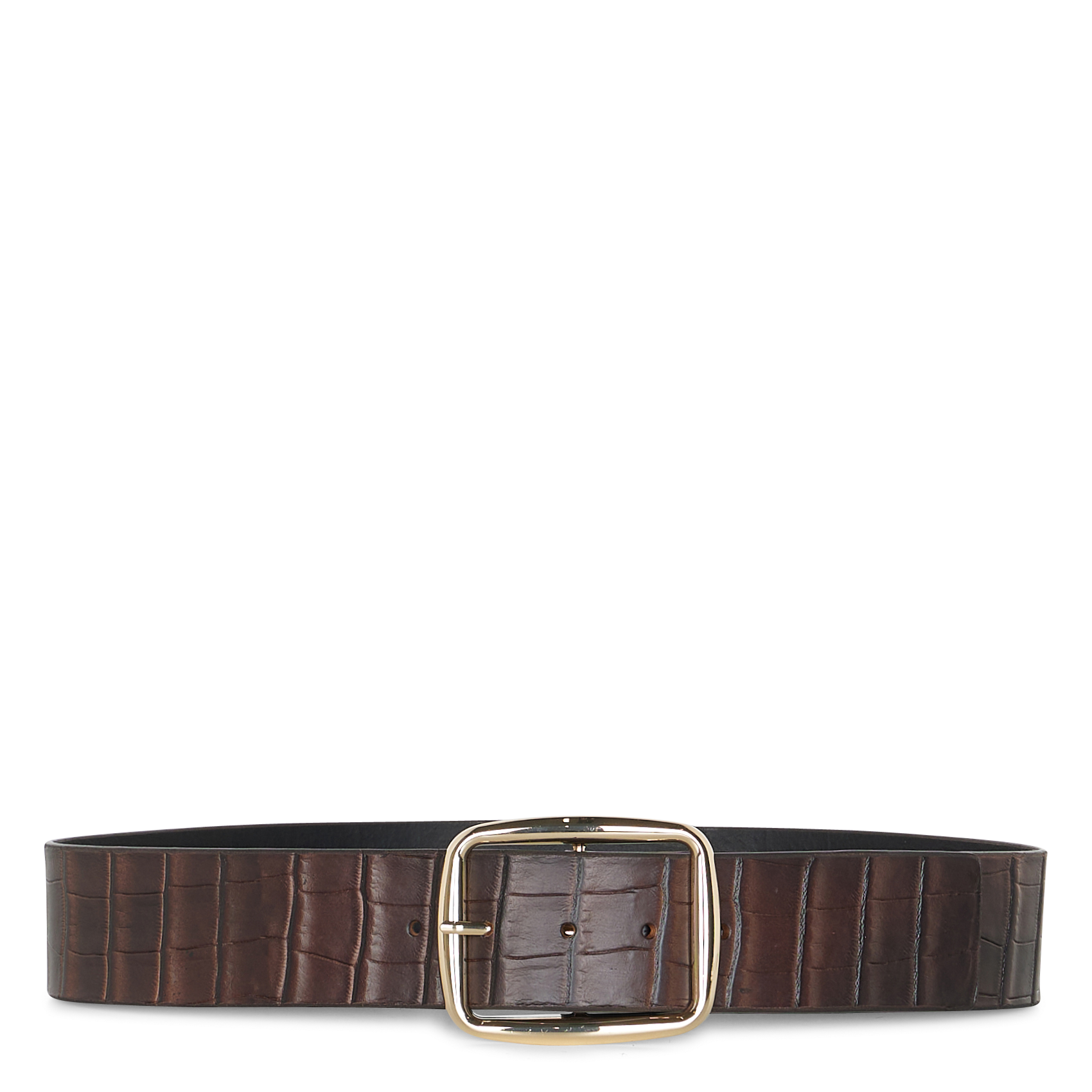 Ceinture en cuir embossée croco SUD EXPRESS Marron