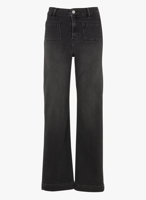 Cotton-blend wide-leg jeans | Black by SUD EXPRESS Cotton-blend wide-leg jeans Black