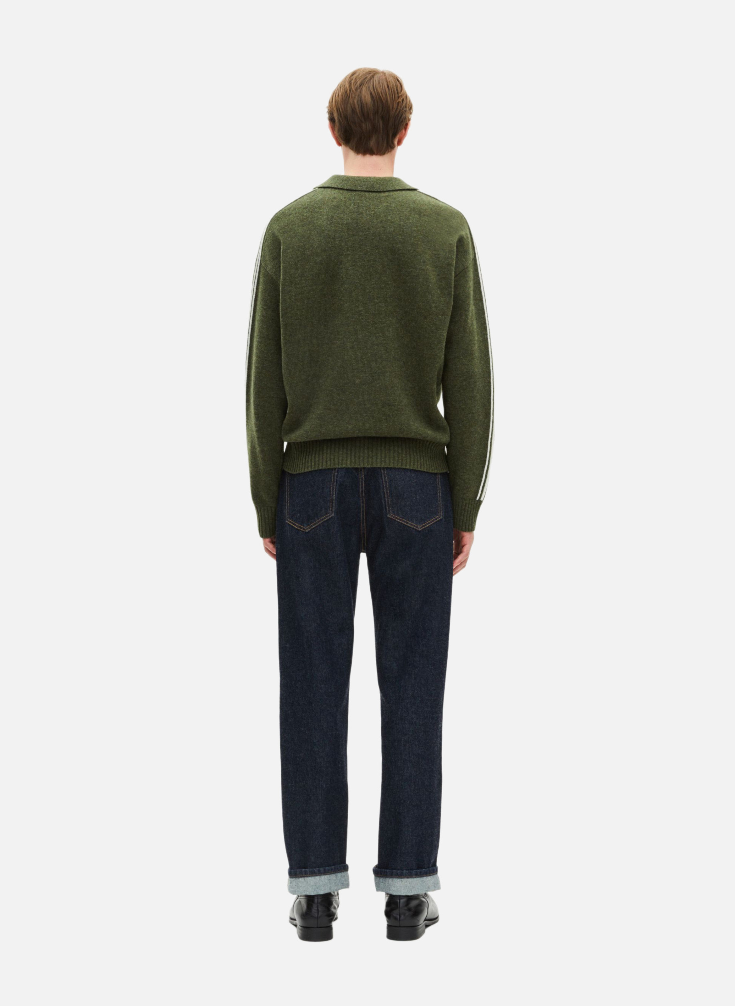 Polo sweater with contrasting stripes THE KOOPLES Green