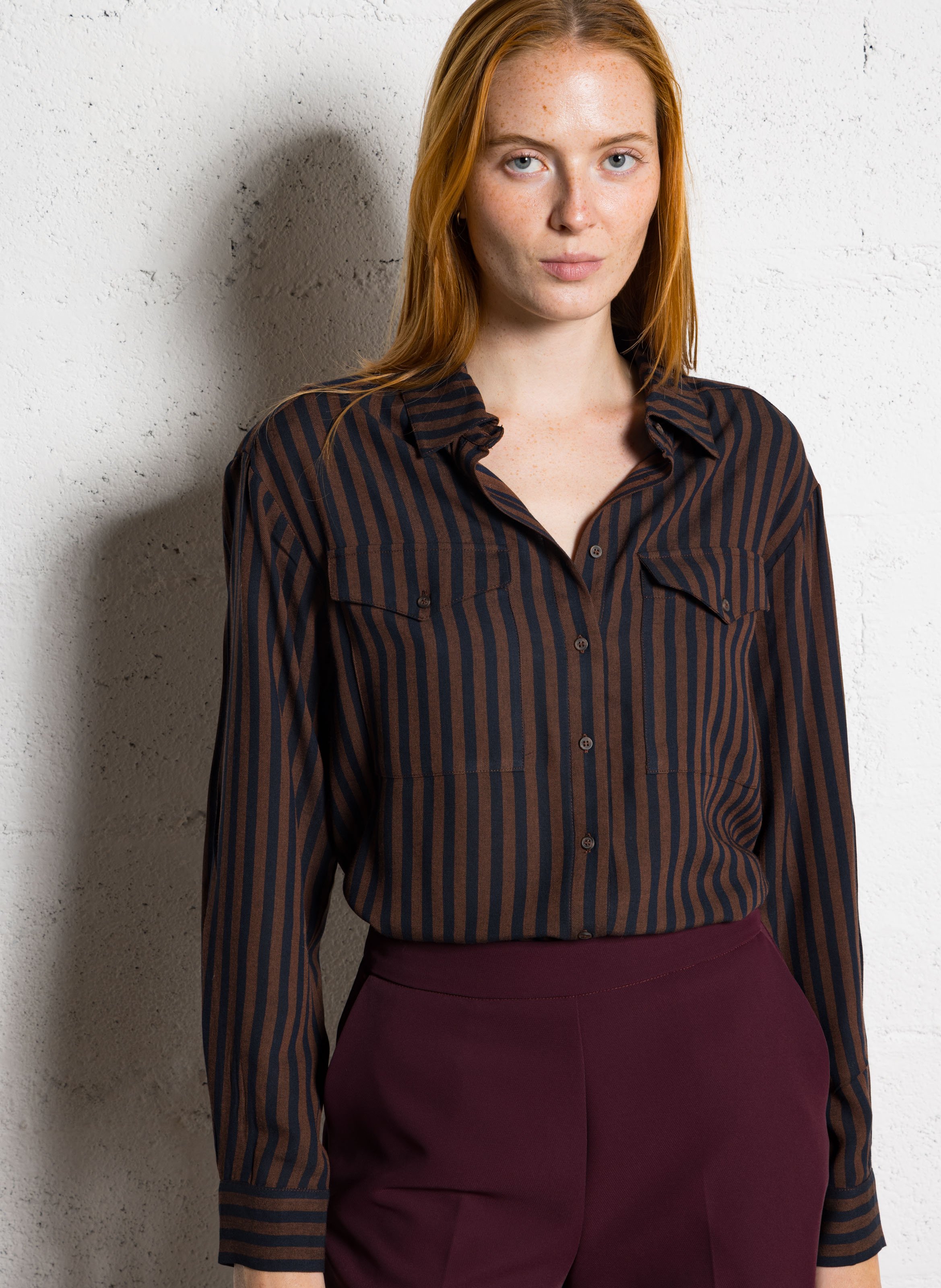 Chemise droite fluide à rayures MAISON 123 Violet