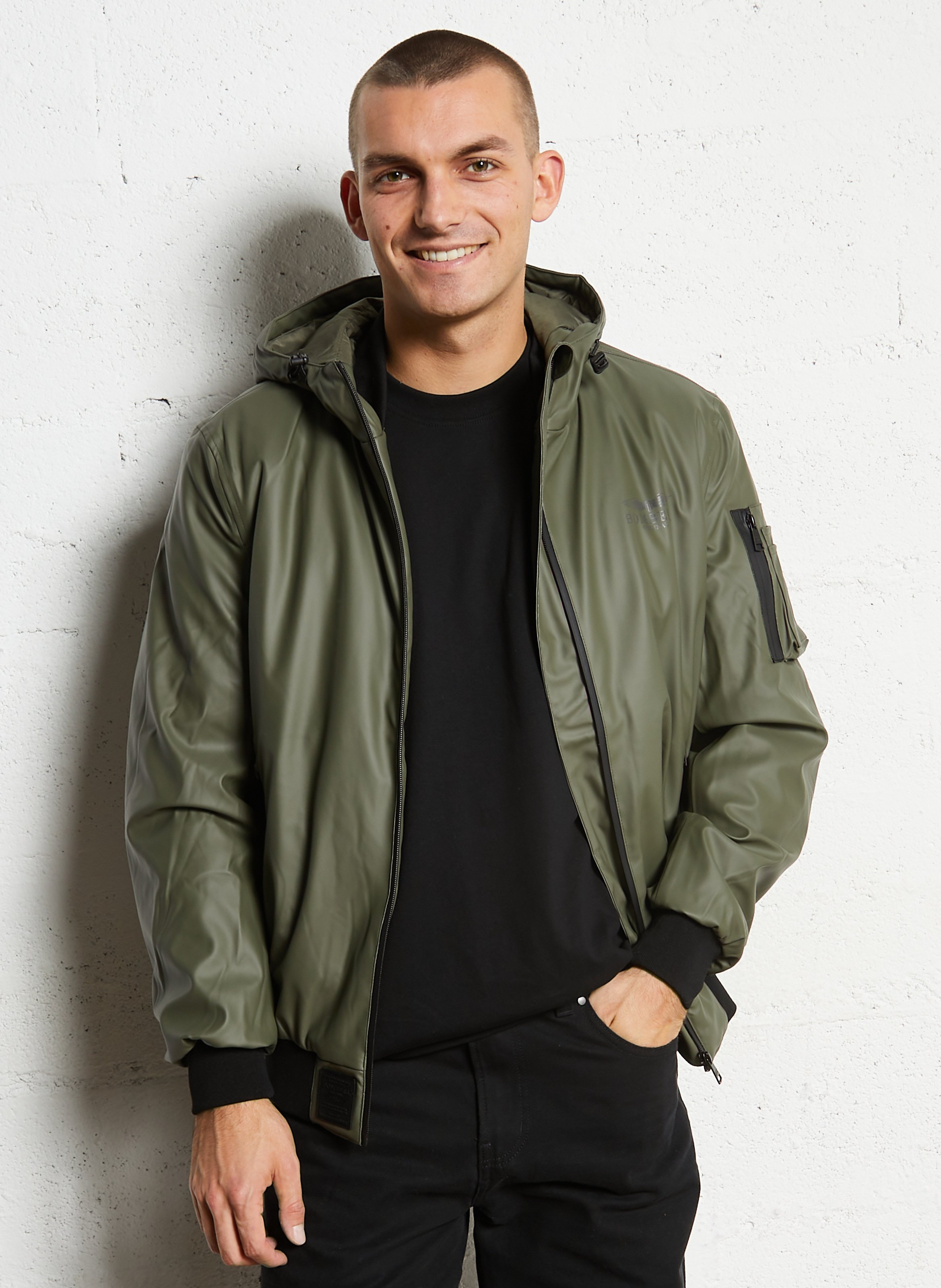 Veste droite zippée à capuche BOMBERS ORIGINAL Kaki