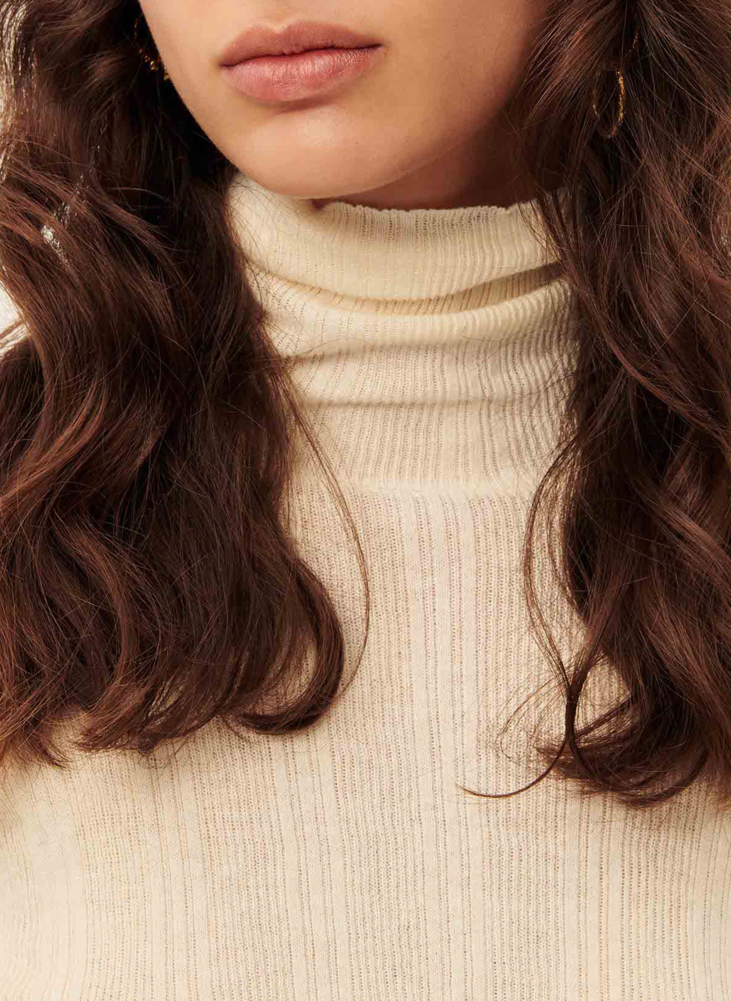 Pull col roulé ajusté en coton mélangé SESSUN Beige