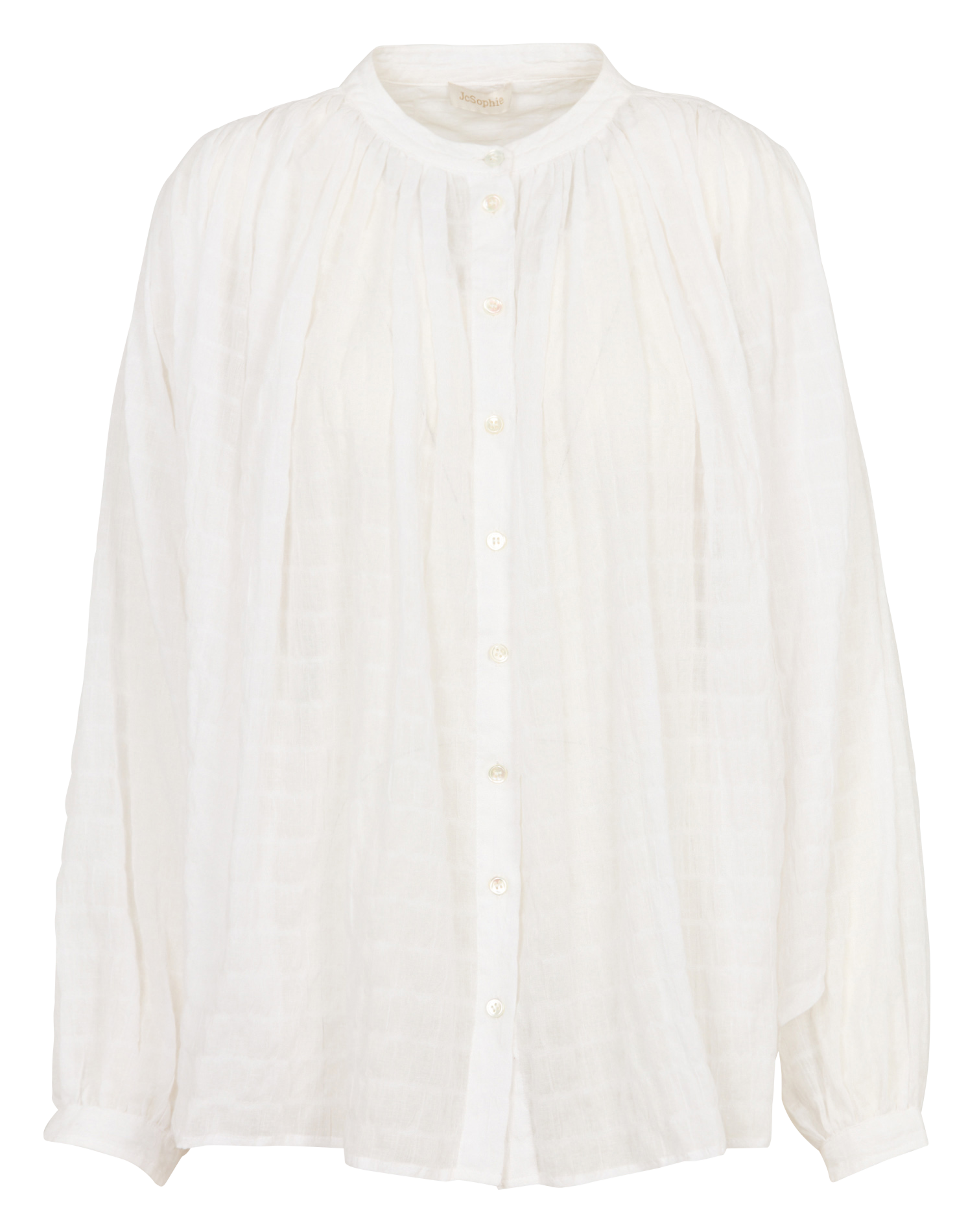 Chemise oversize col mao en coton mélangé JC SOPHIE Blanc