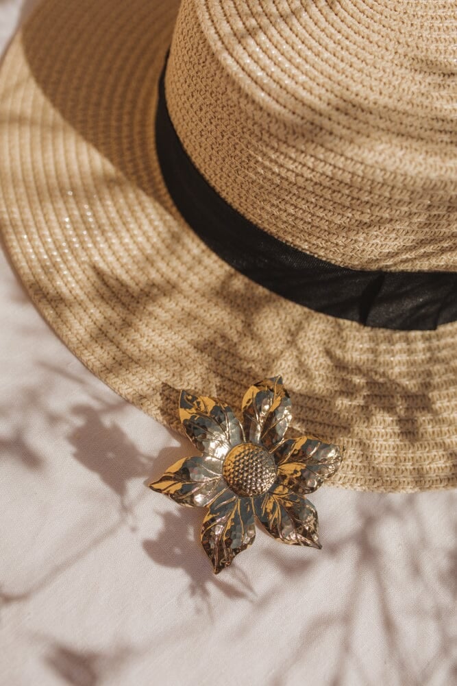 HESPÉRIS - Fine gold-plated flower maxi hair slide MONSIEUR SIMONE Golden