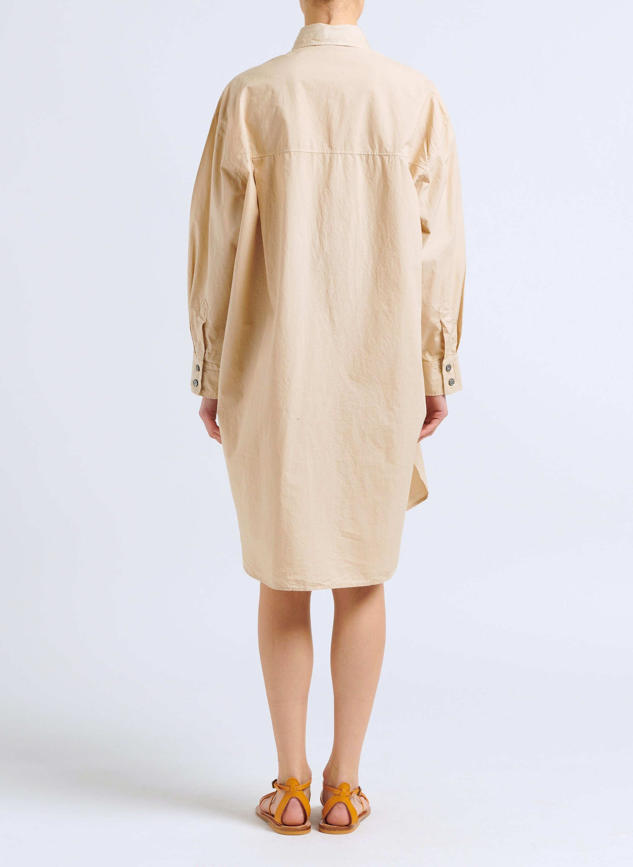 Short cotton shirt dress POMANDERE Beige