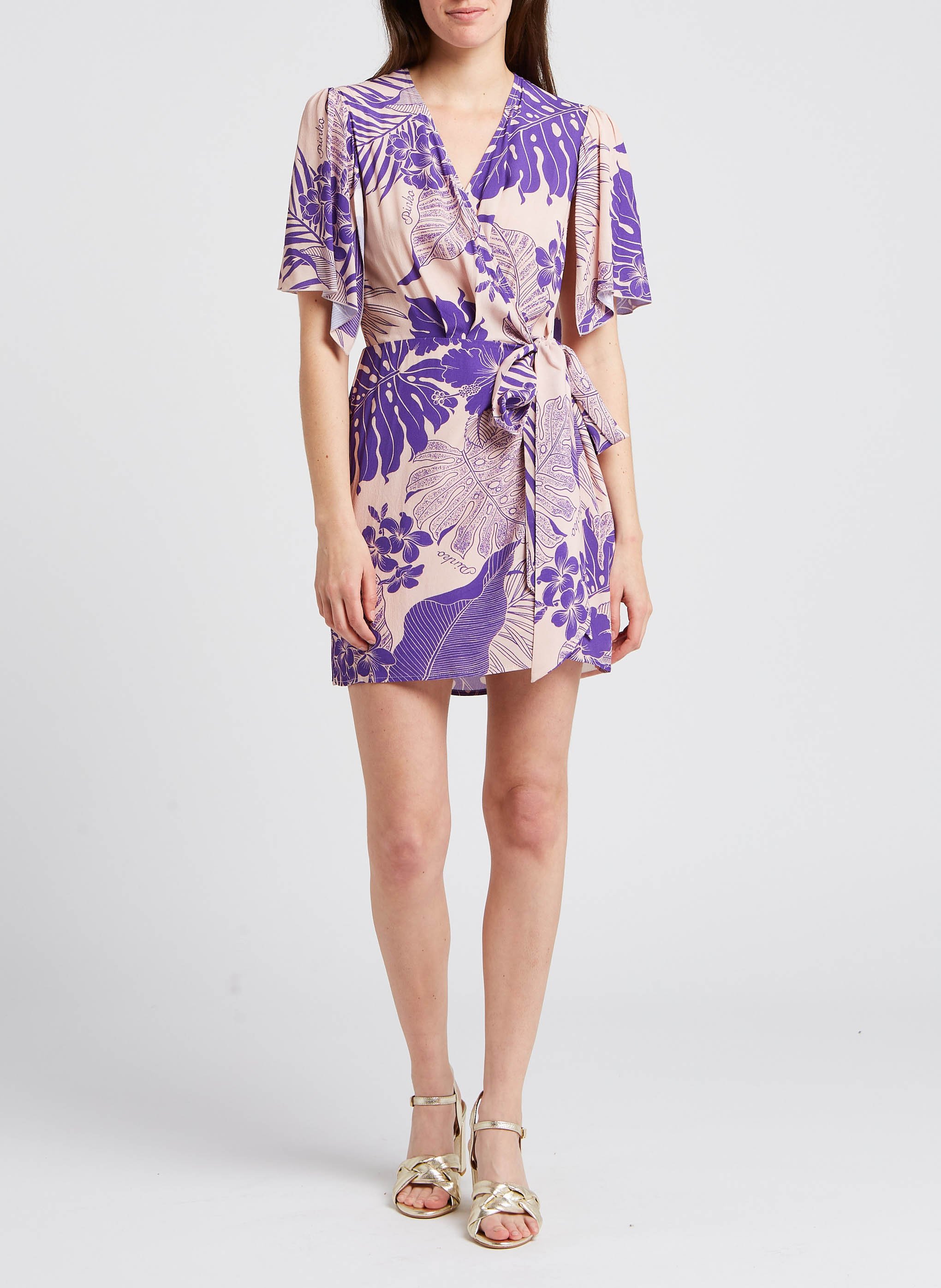 Robe courte col V imprimée  PINKO Violet