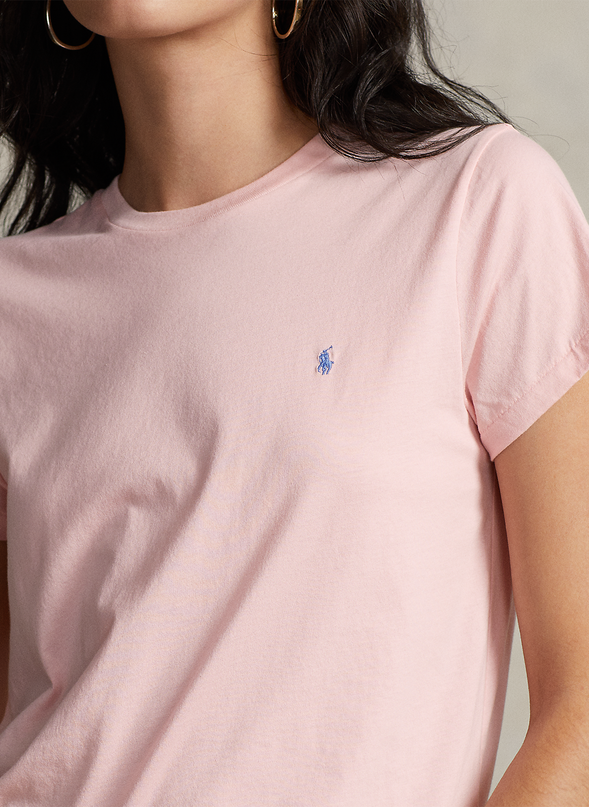 Katoenen T-shirt met ronde hals en borduursel POLO RALPH LAUREN Roze