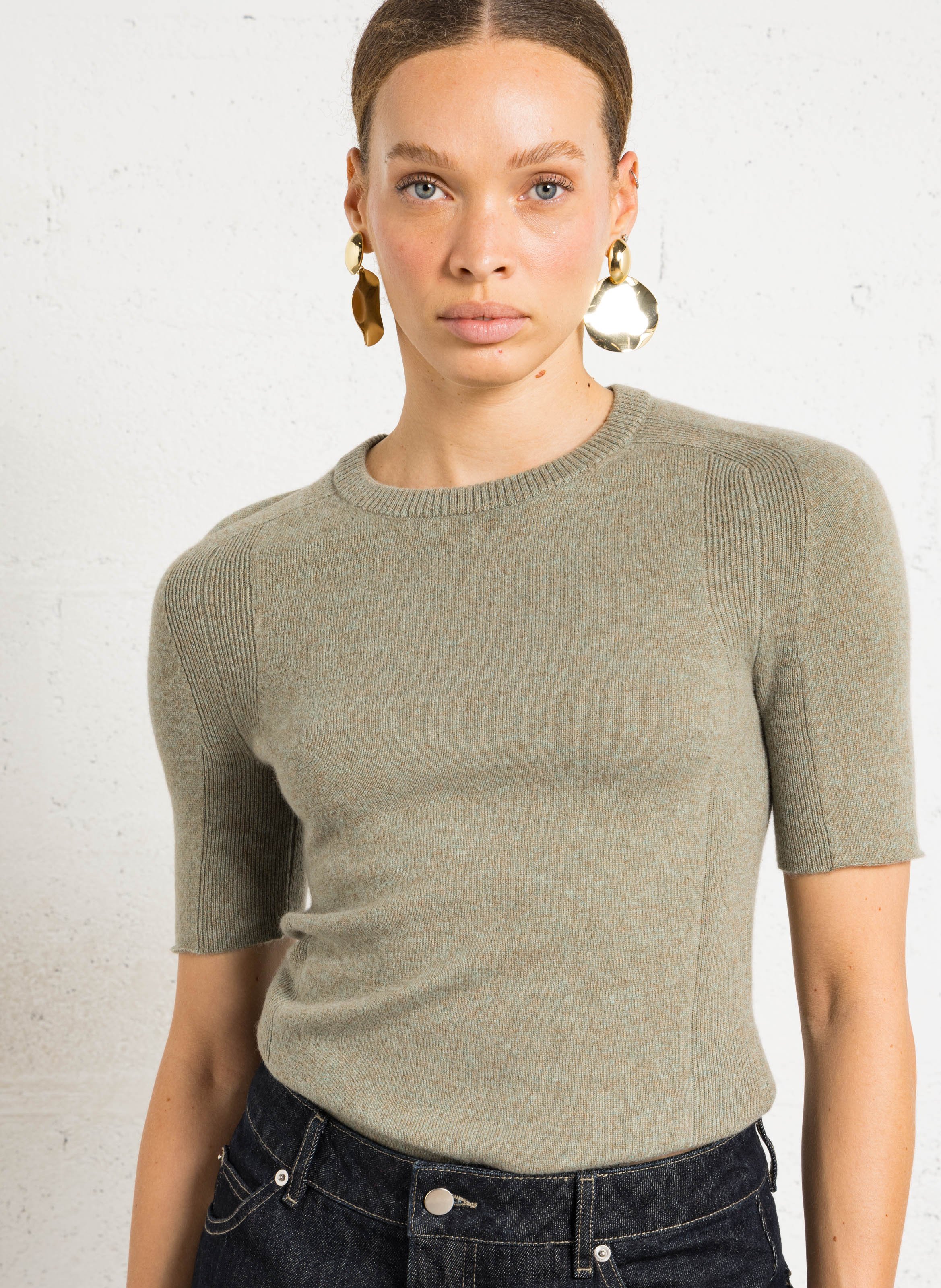 Jersey de cachemir con cinturón SOEUR Gris