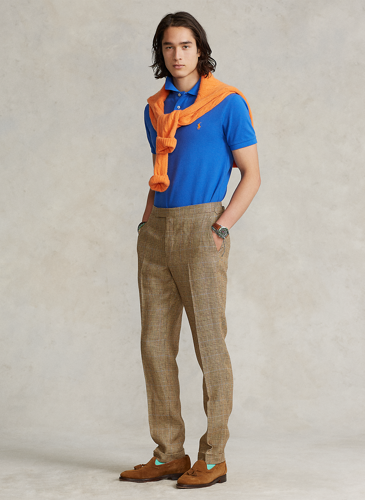 Block color slim-fit cotton piqué polo shirt POLO RALPH LAUREN Blue