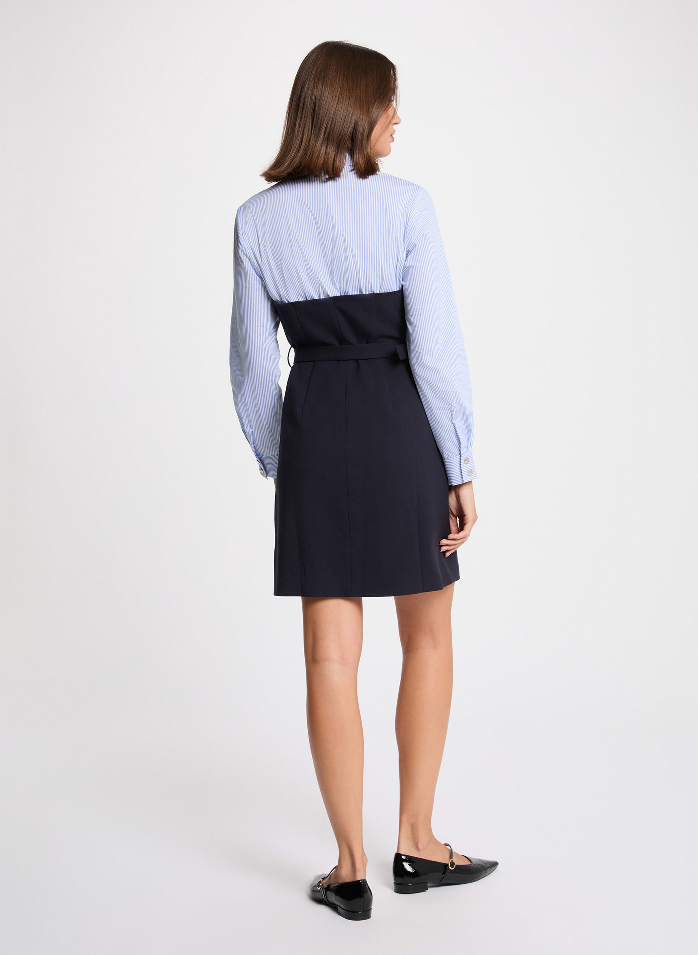 Robe courte chemise ceinturée  MORGAN Bleu