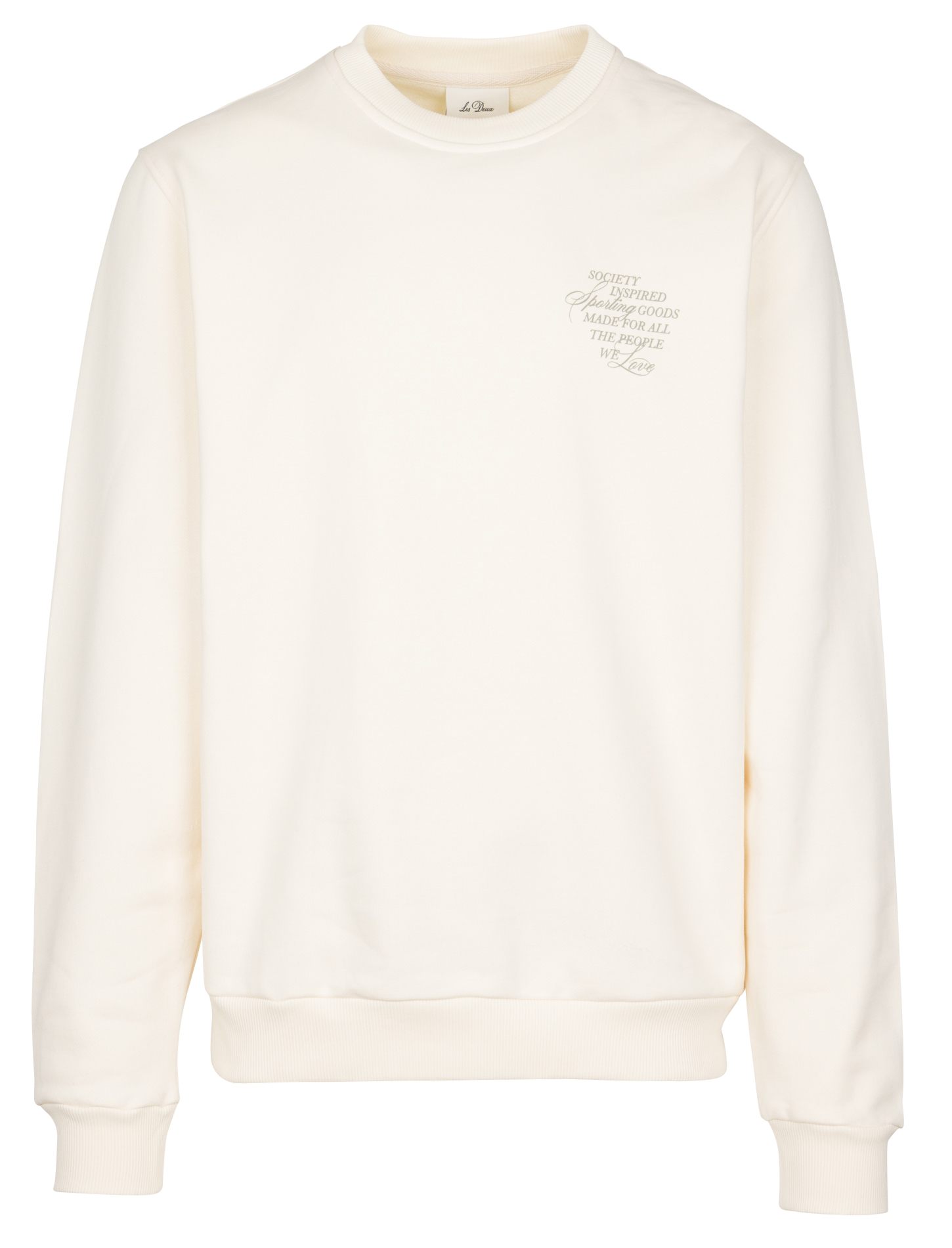 Straight round-neck sweatshirt with organic cotton screen print. LES DEUX Beige