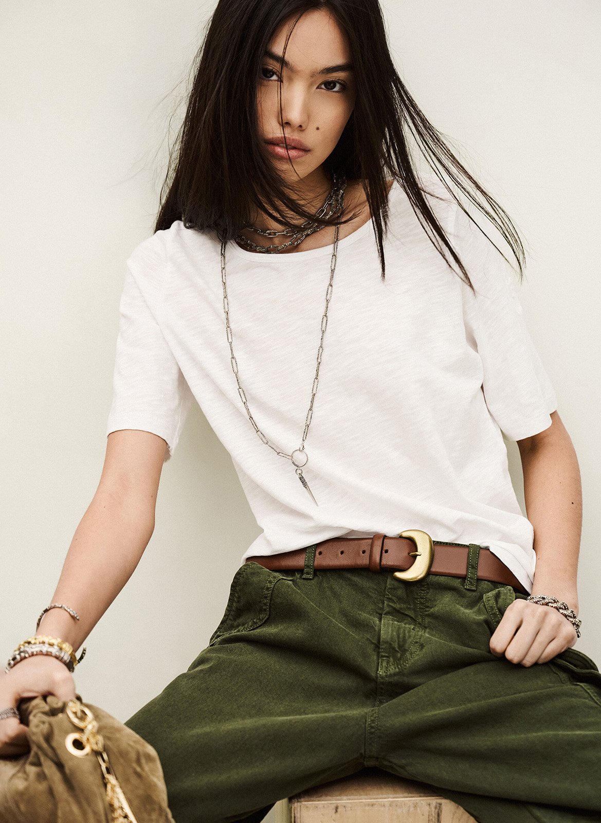 Loose-fit round-neck cotton T-shirt BA&SH White