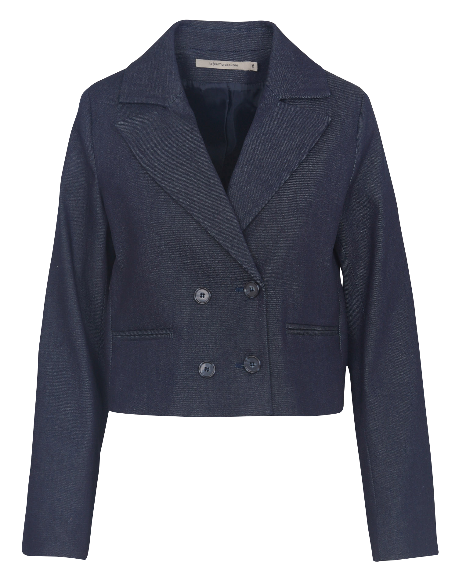 Kurze Jeansjacke aus Baumwoll-Mix LA FEE MARABOUTEE Blau