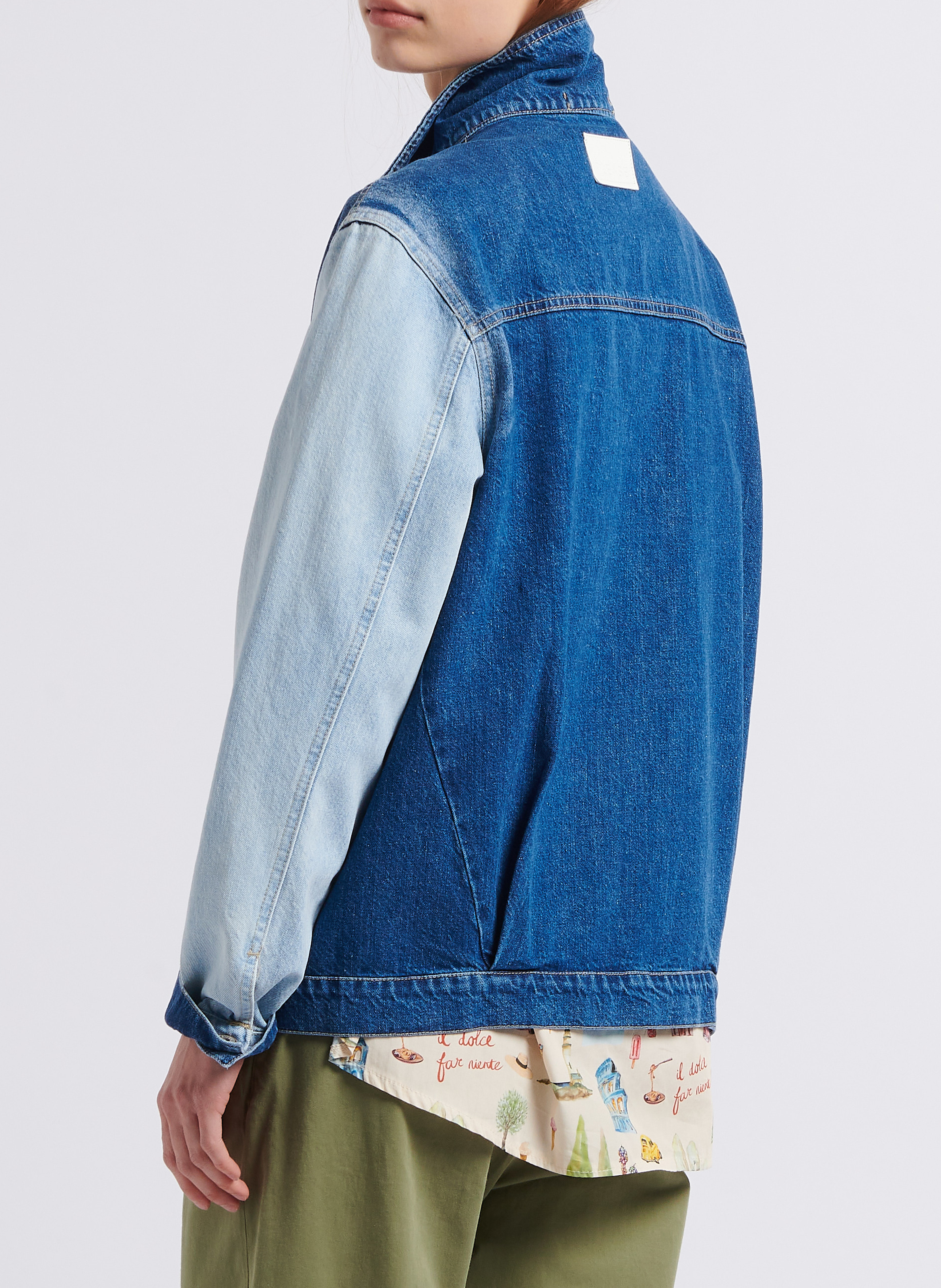 Gerade geschnittene Baumwolljacke mit klassischem Kragen PLEASE Blau