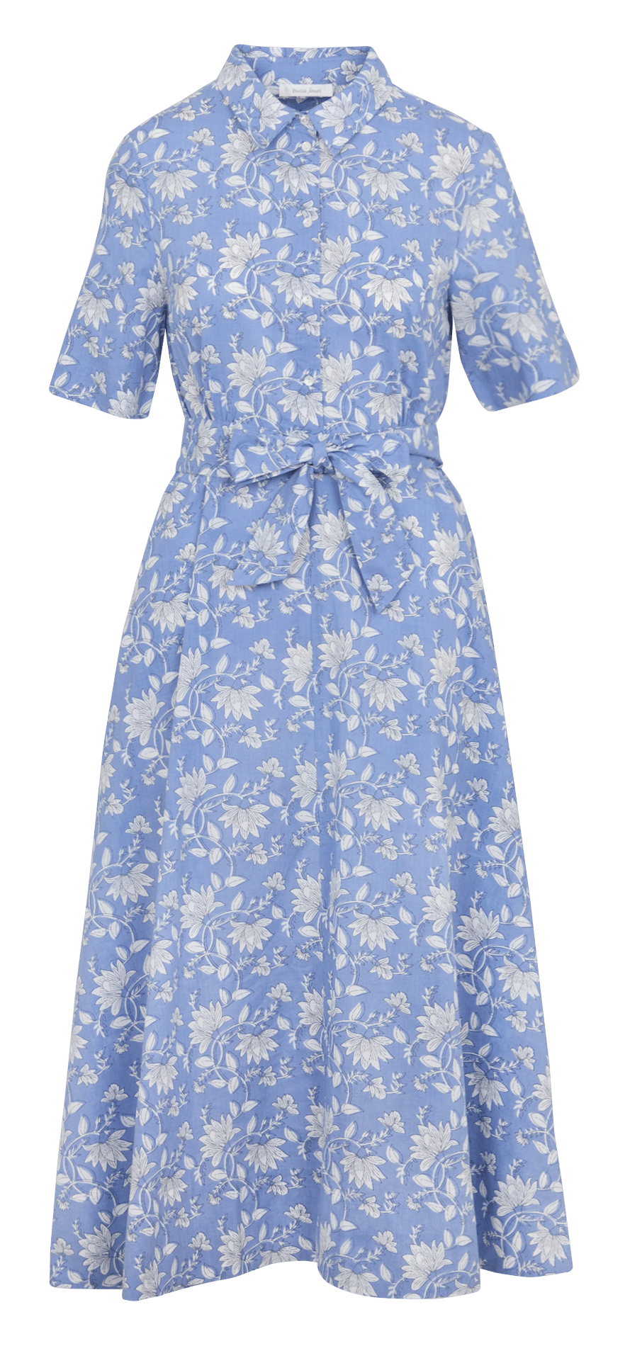 Langes, geblümtes Baumwollkleid mit klassischem Kragen BELLA JONES Blau