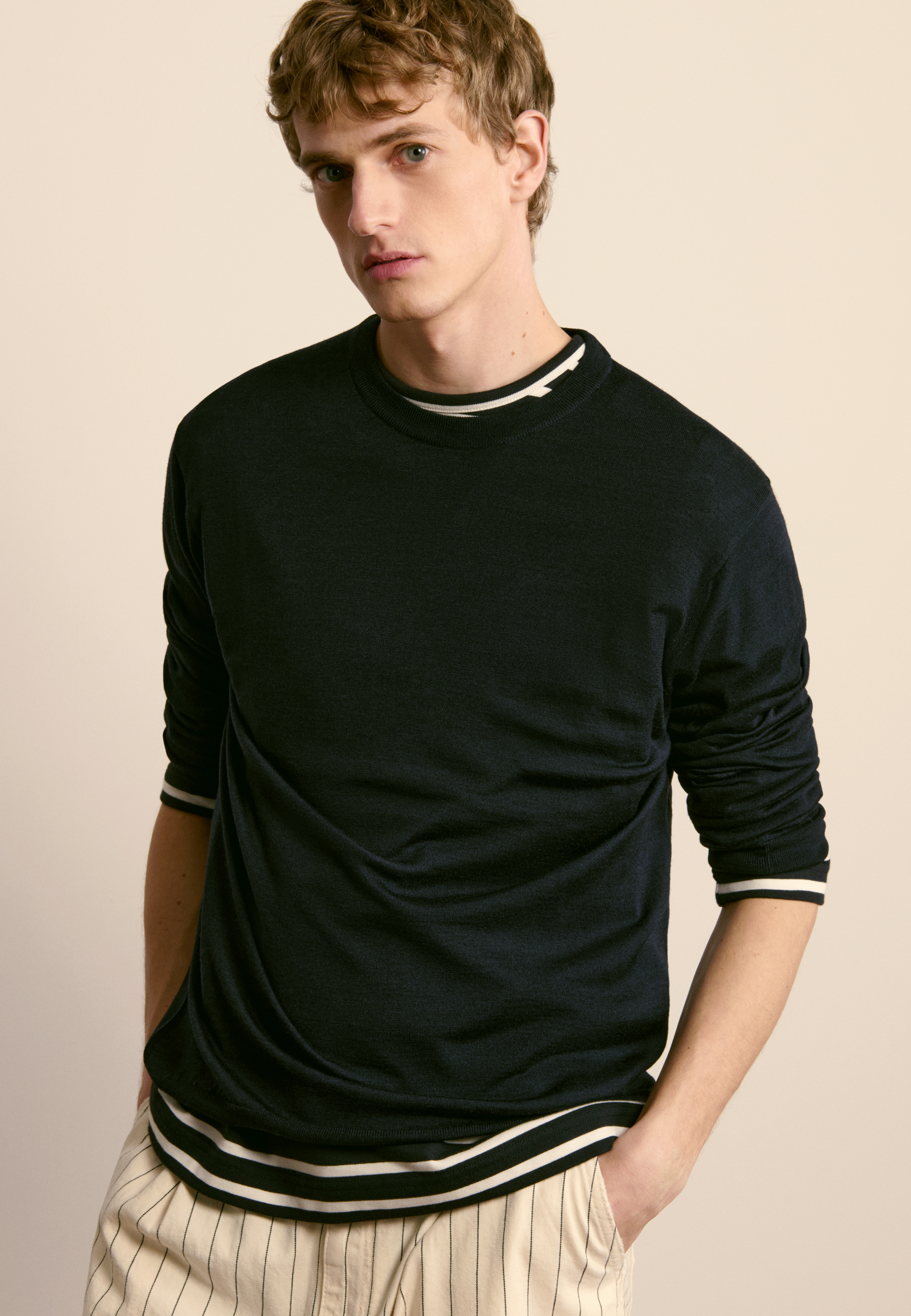 Round-neck wool and silk sweater MAISON MONTAGUT