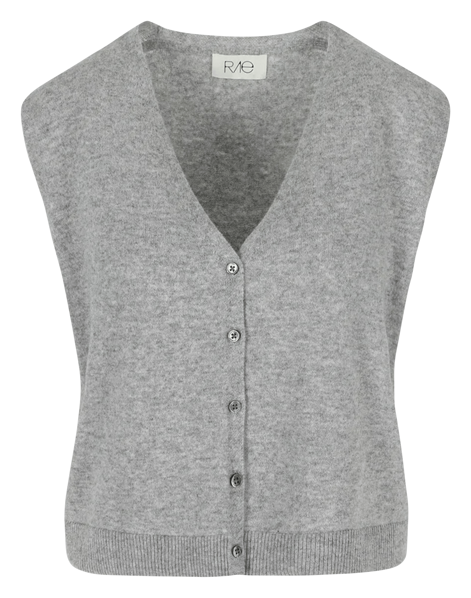 Mouwloze trui van wol en kasjmier met V-hals RAE ANTWERP Grijs