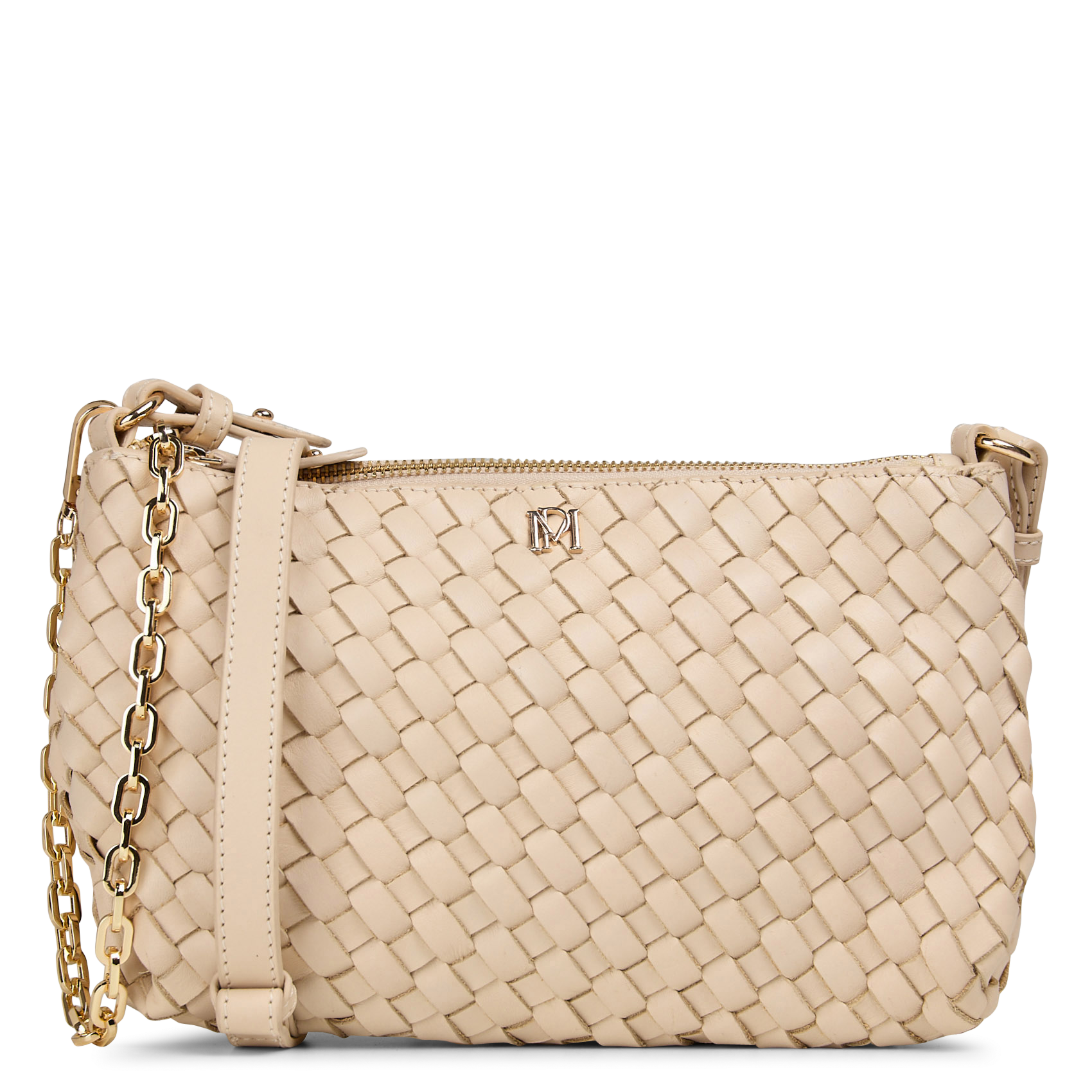 Small woven leather crossbody bag PETITE MENDIGOTE Beige