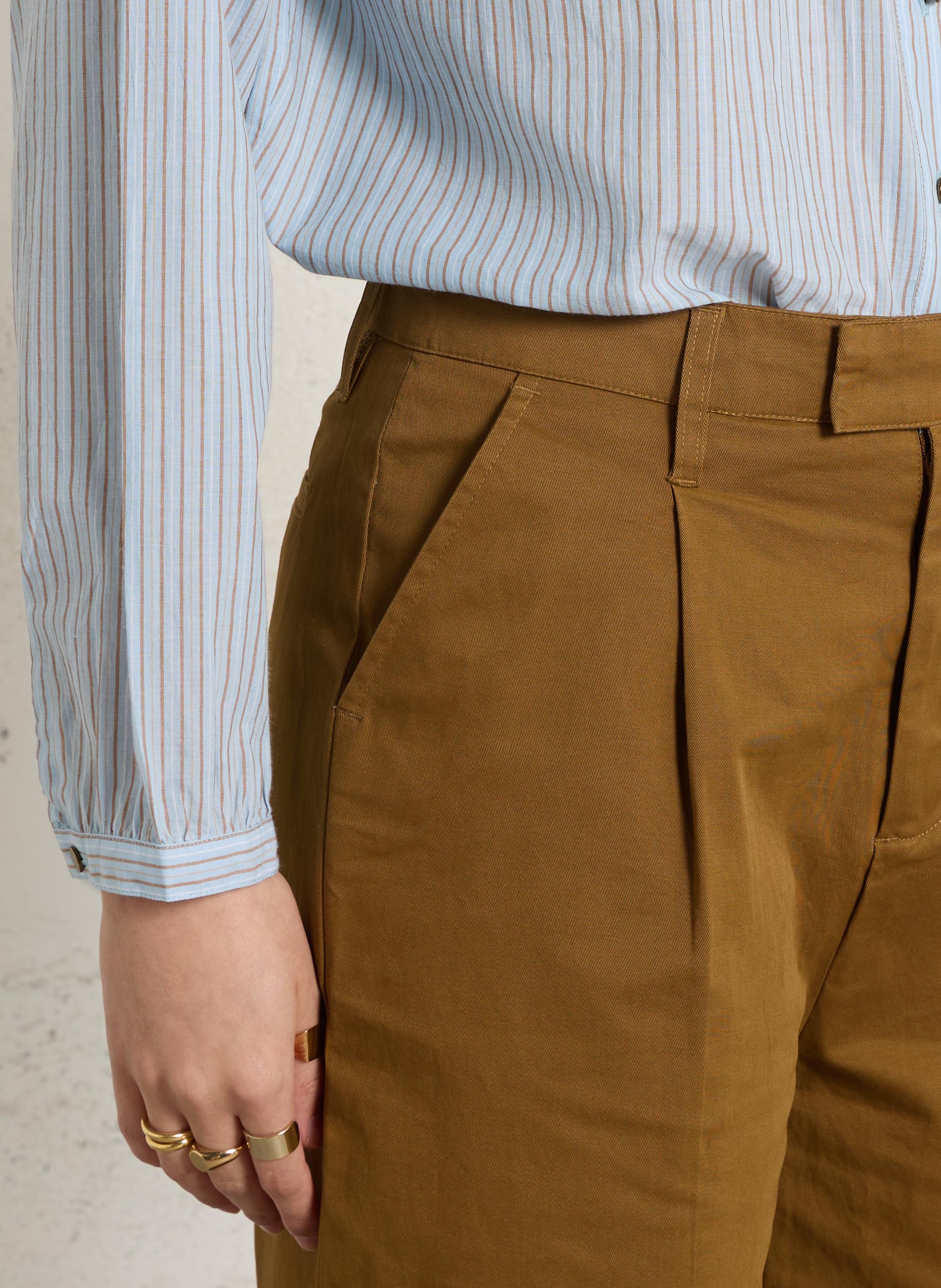 Straight-leg cotton-blend Bermuda shorts LEON & HARPER Brown