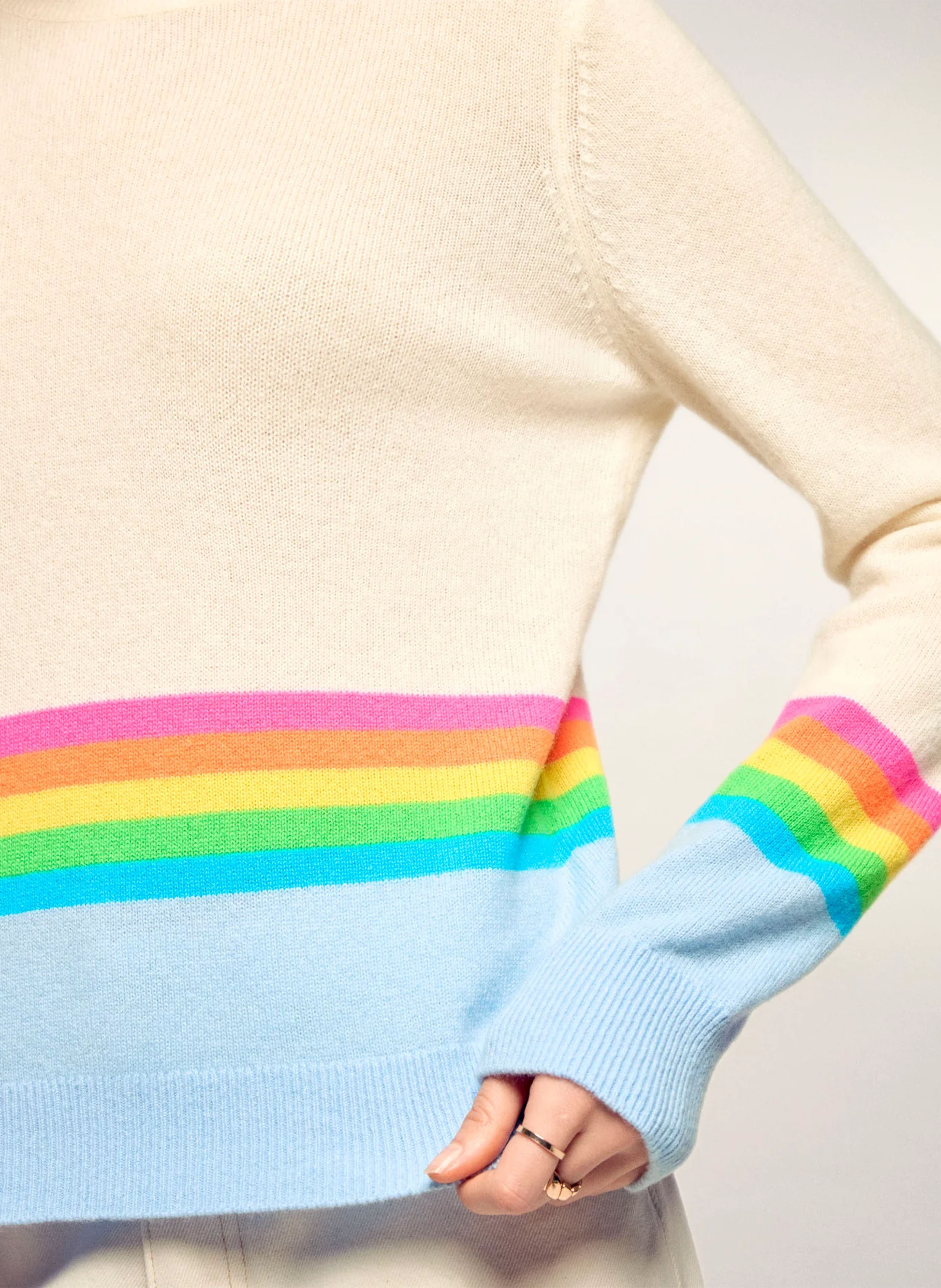 Pull droit col rond en cachemire FROM FUTURE Bleu