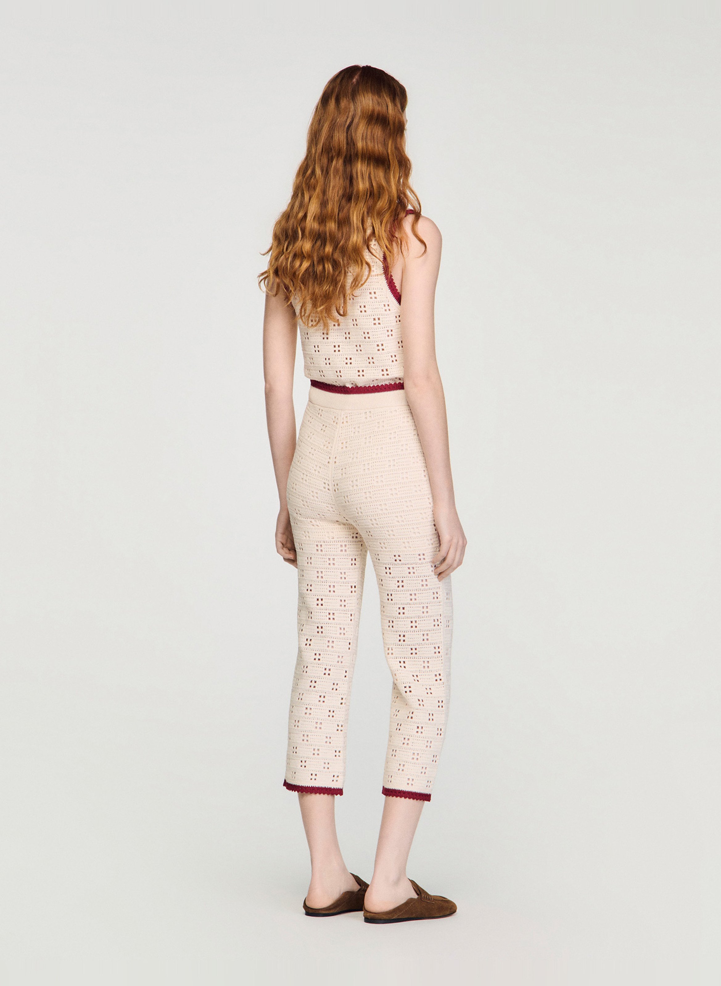 High-rise cropped pants SANDRO Beige