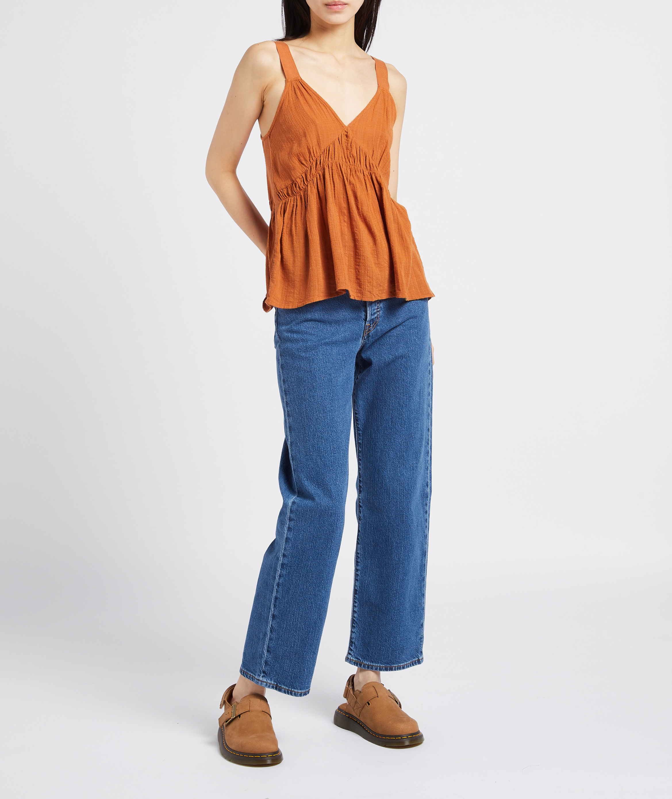Top met plissédetail SWILDENS Oranje