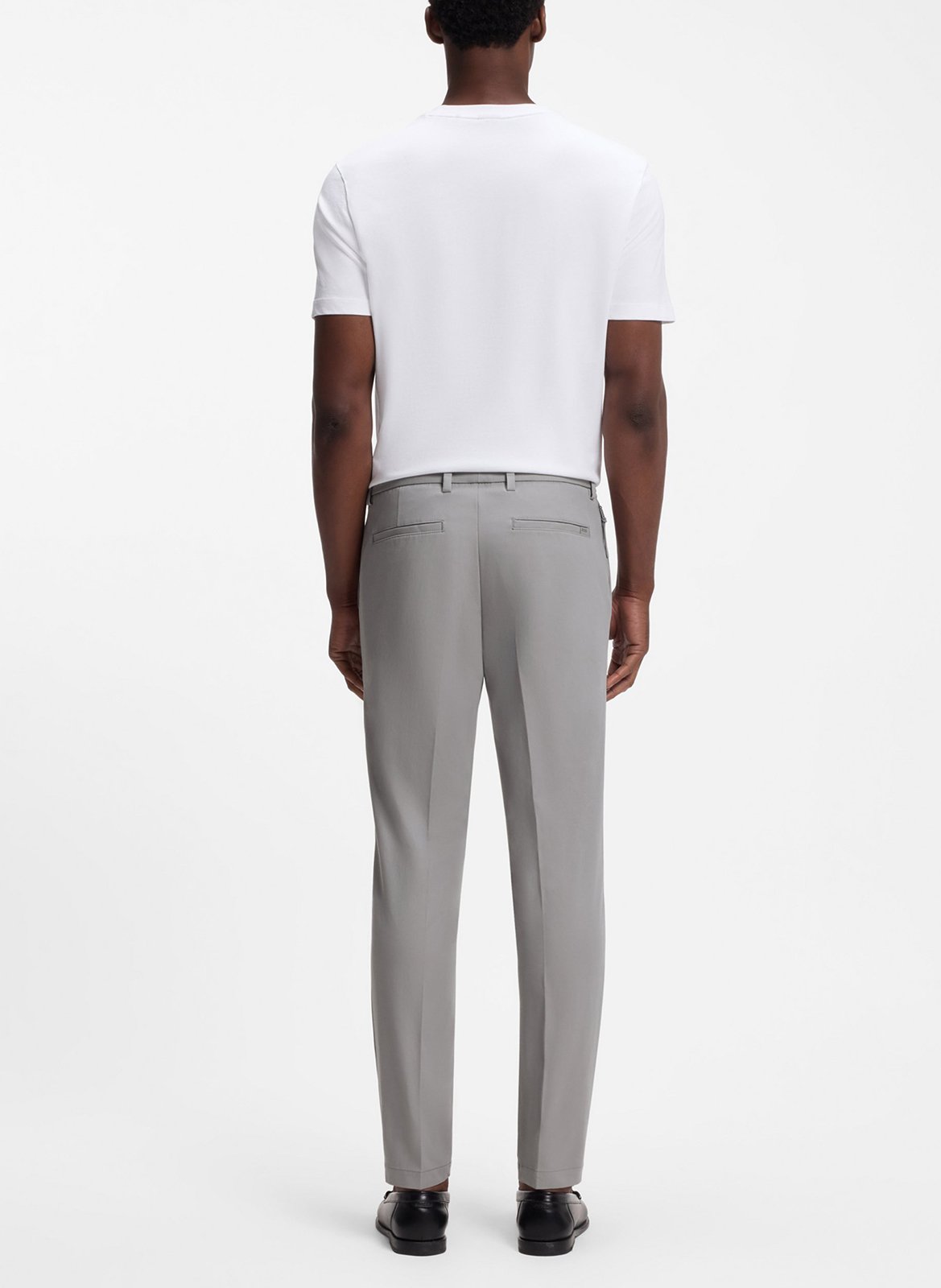 Solid straight-cut tailored trousers BOSS Silver