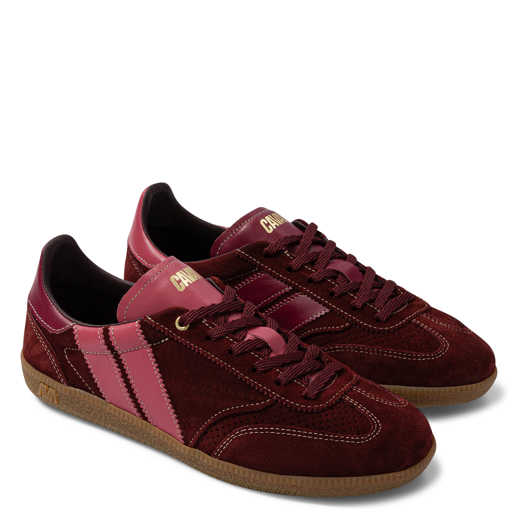 Baskets basses en cuir velours CAVAL Rouge