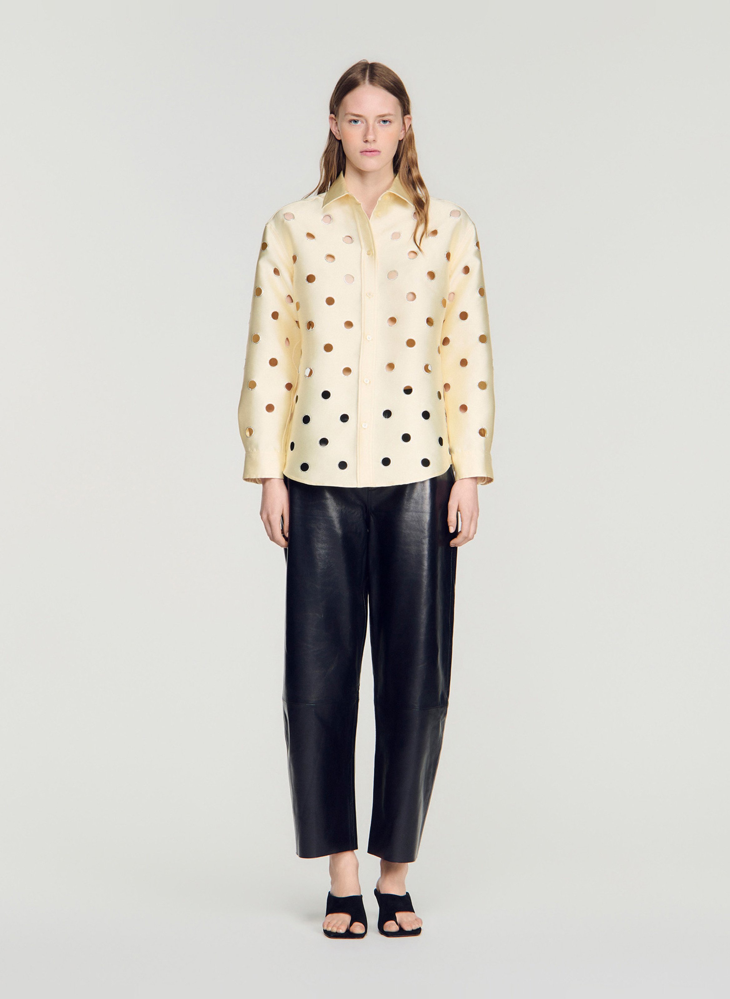 Ruime blouse met strass-gaatjes SANDRO Beige