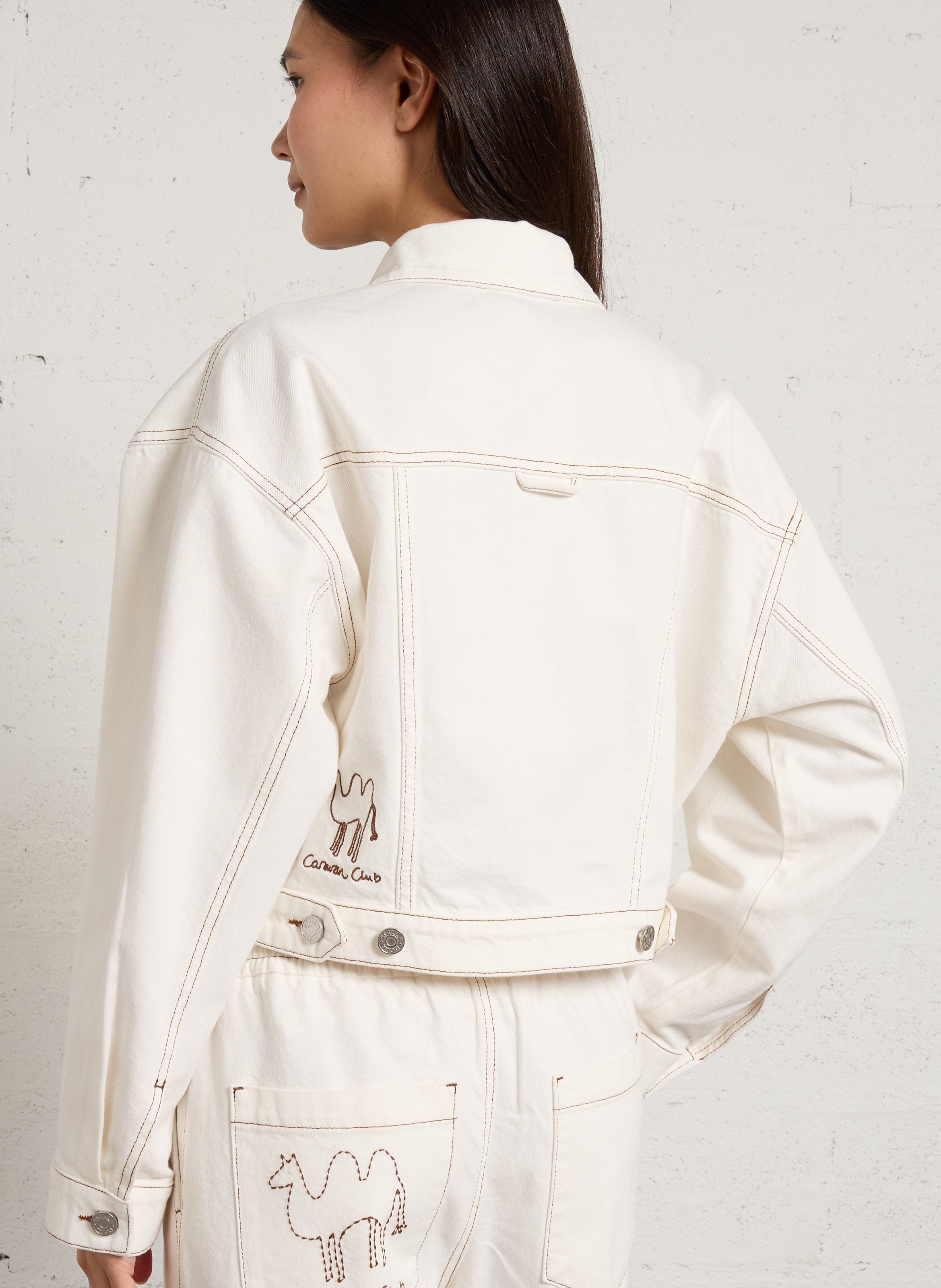 Oversize Denimjacke aus Baumwolle STELLA NOVA Weiss