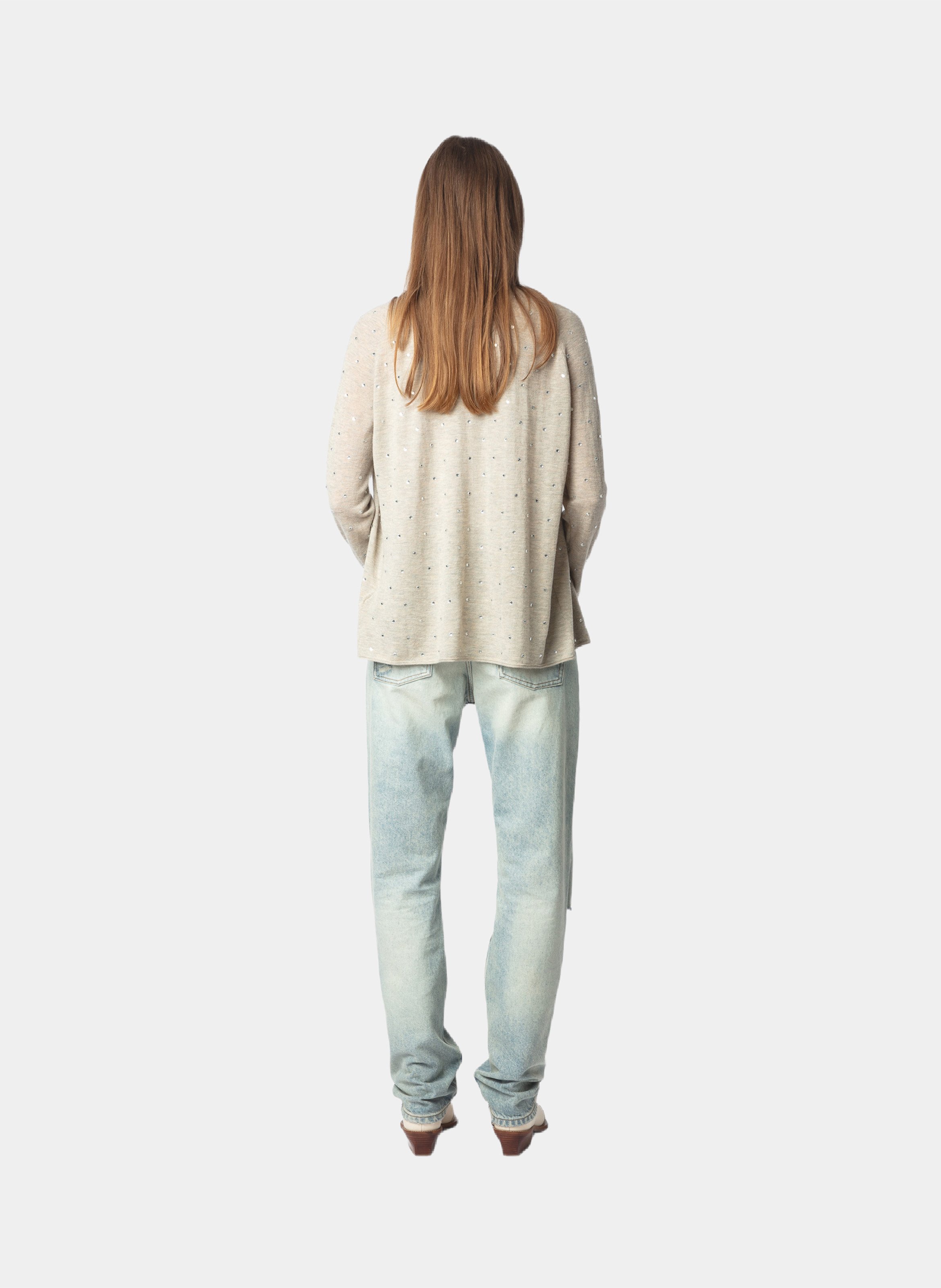 Cardigan à strass en cachemire ZADIG&VOLTAIRE Beige