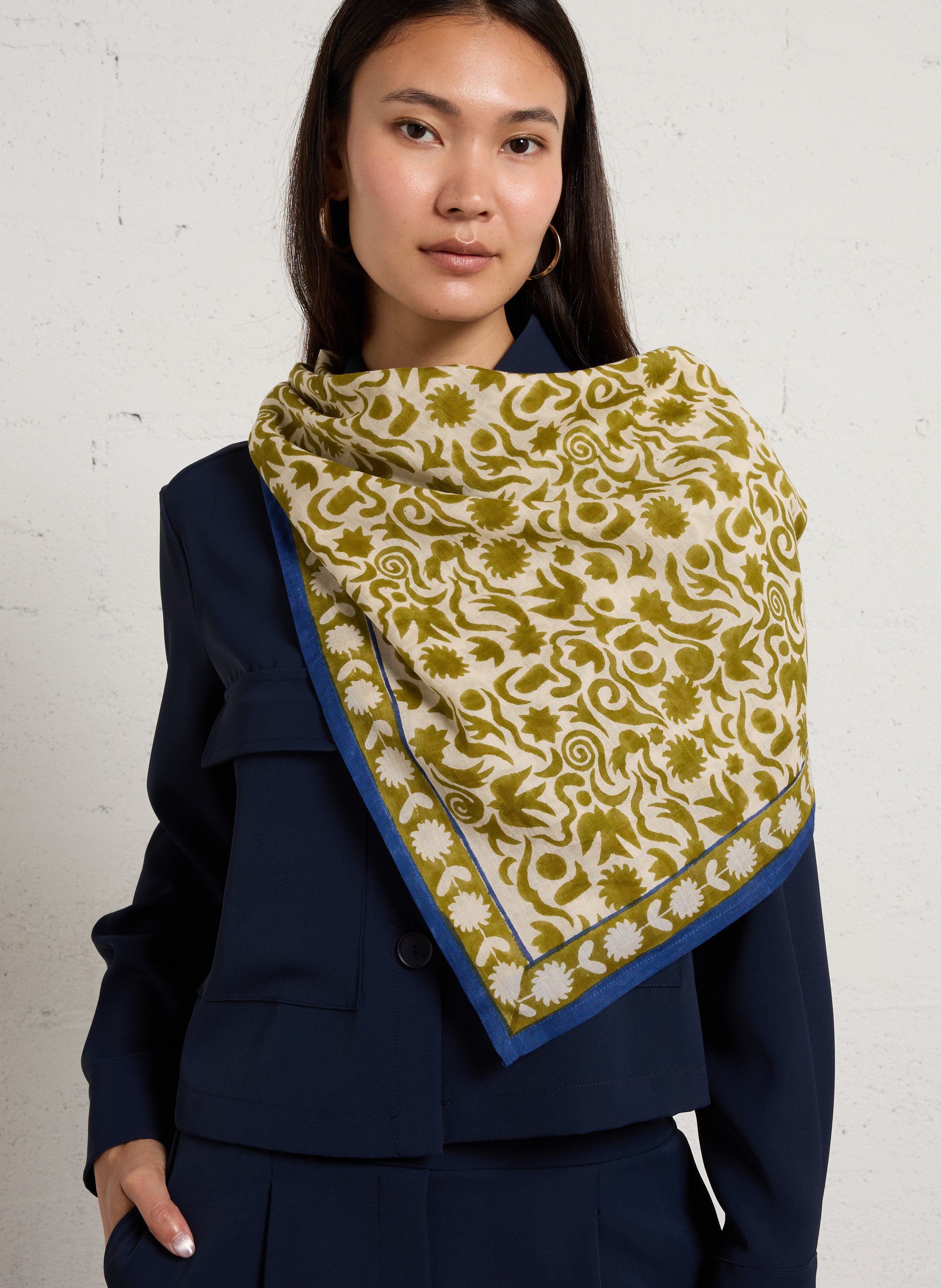 Foulard en coton imprimé APACHES COLLECTIONS Vert