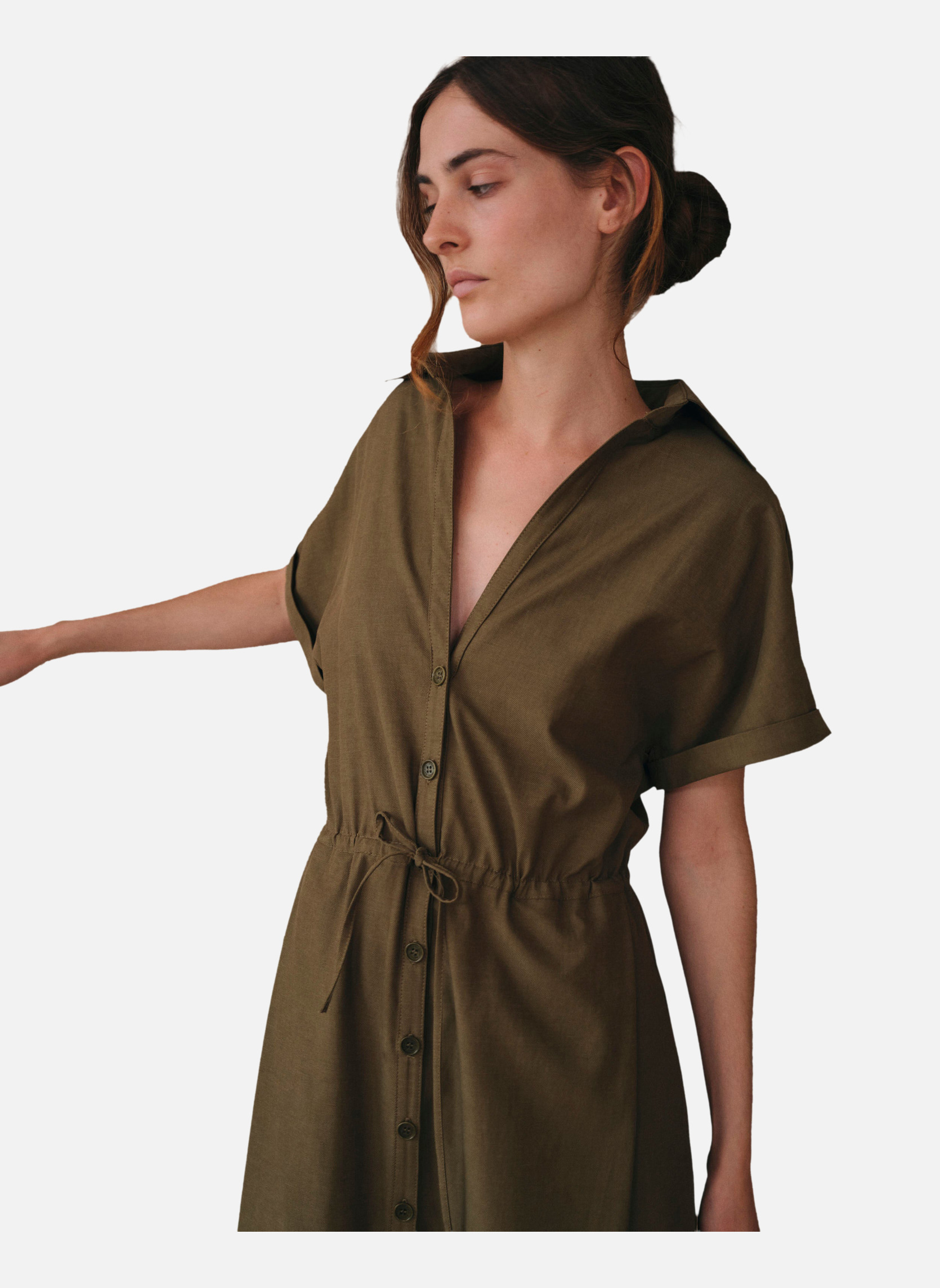 BRYNE KHAKI shirt dress Noyoco Green