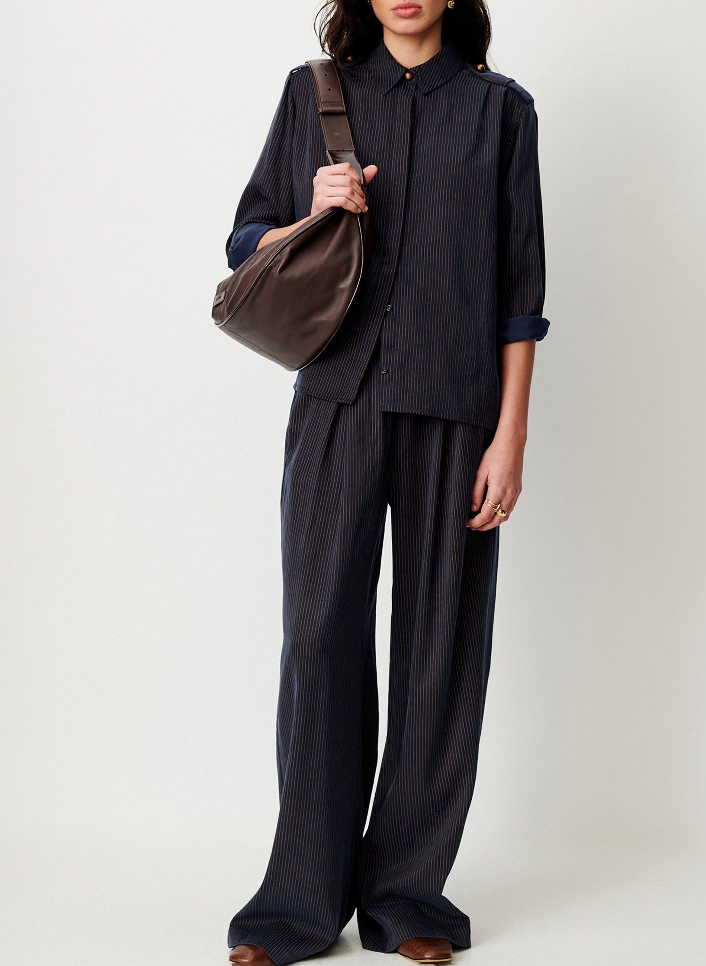 Pantalon large ceinturé rayé SESSUN Bleu