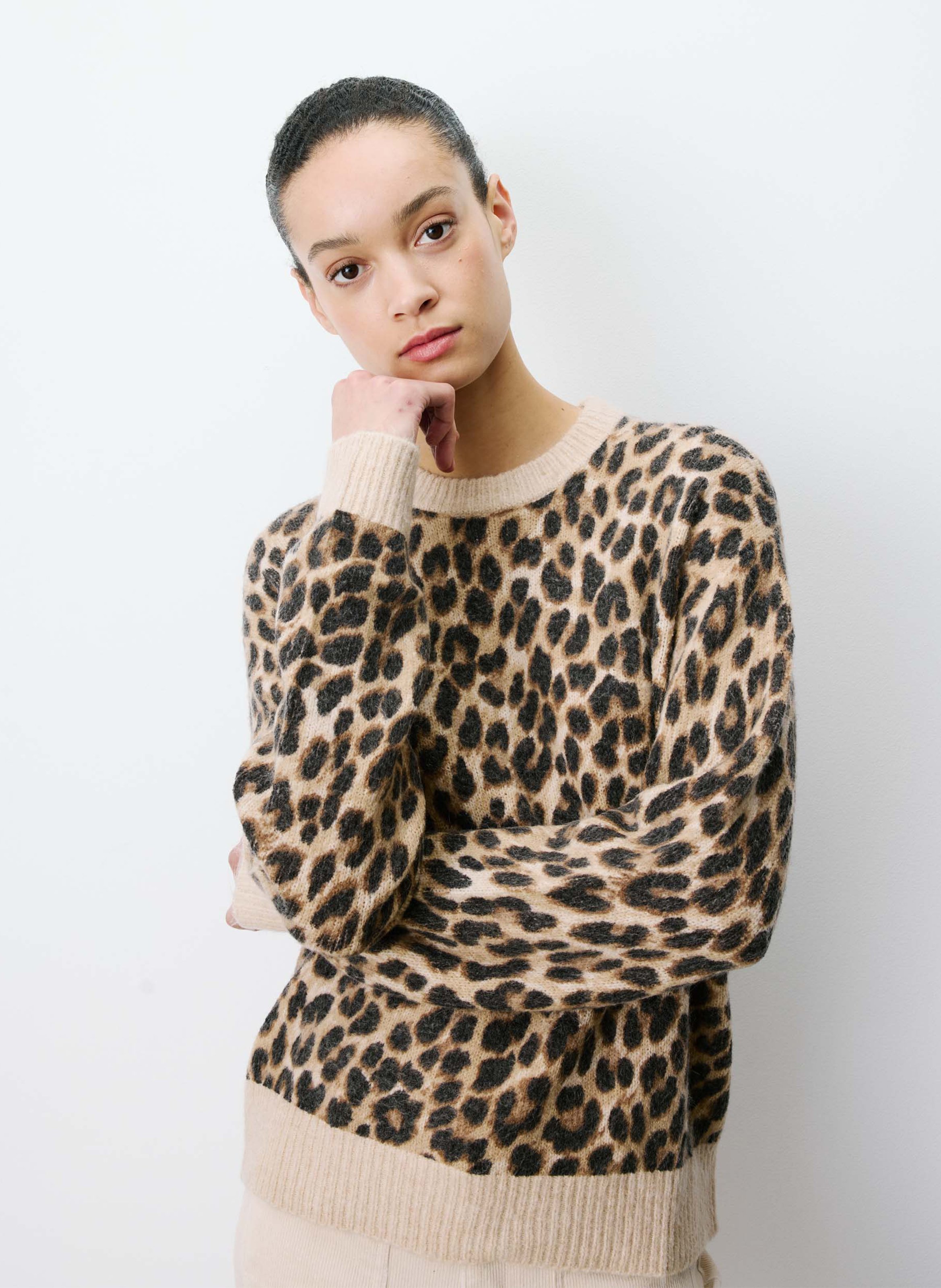 Pull boxy col rond  GRACE ET MILA Brown