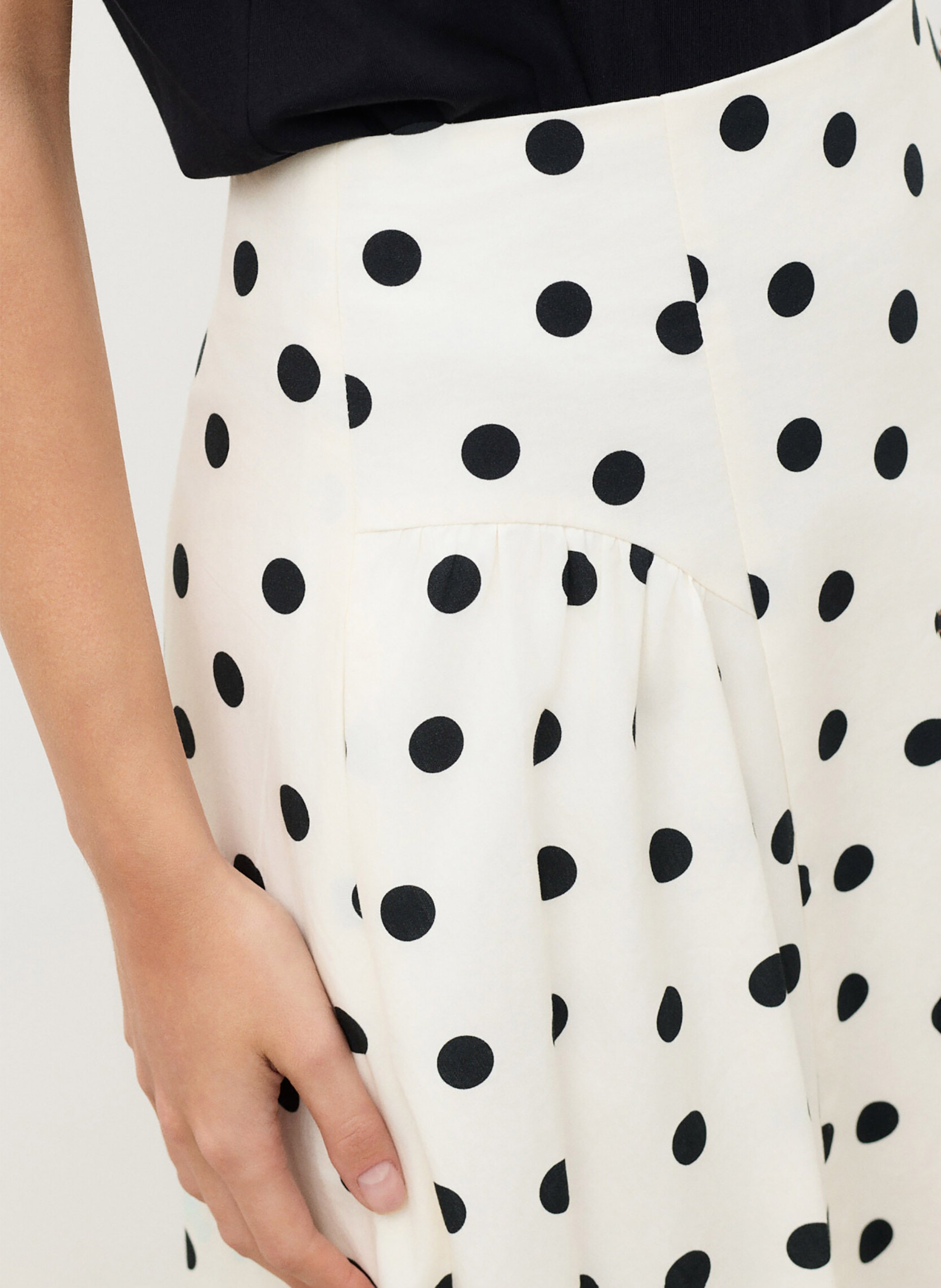 Flared cotton midi skirt CAROLL Beige