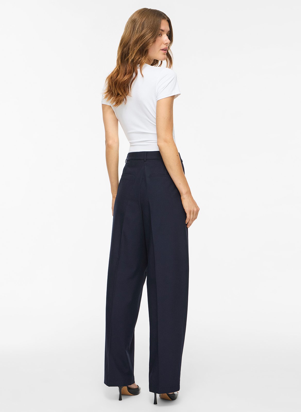High-waisted straight-leg pants VILA Blue