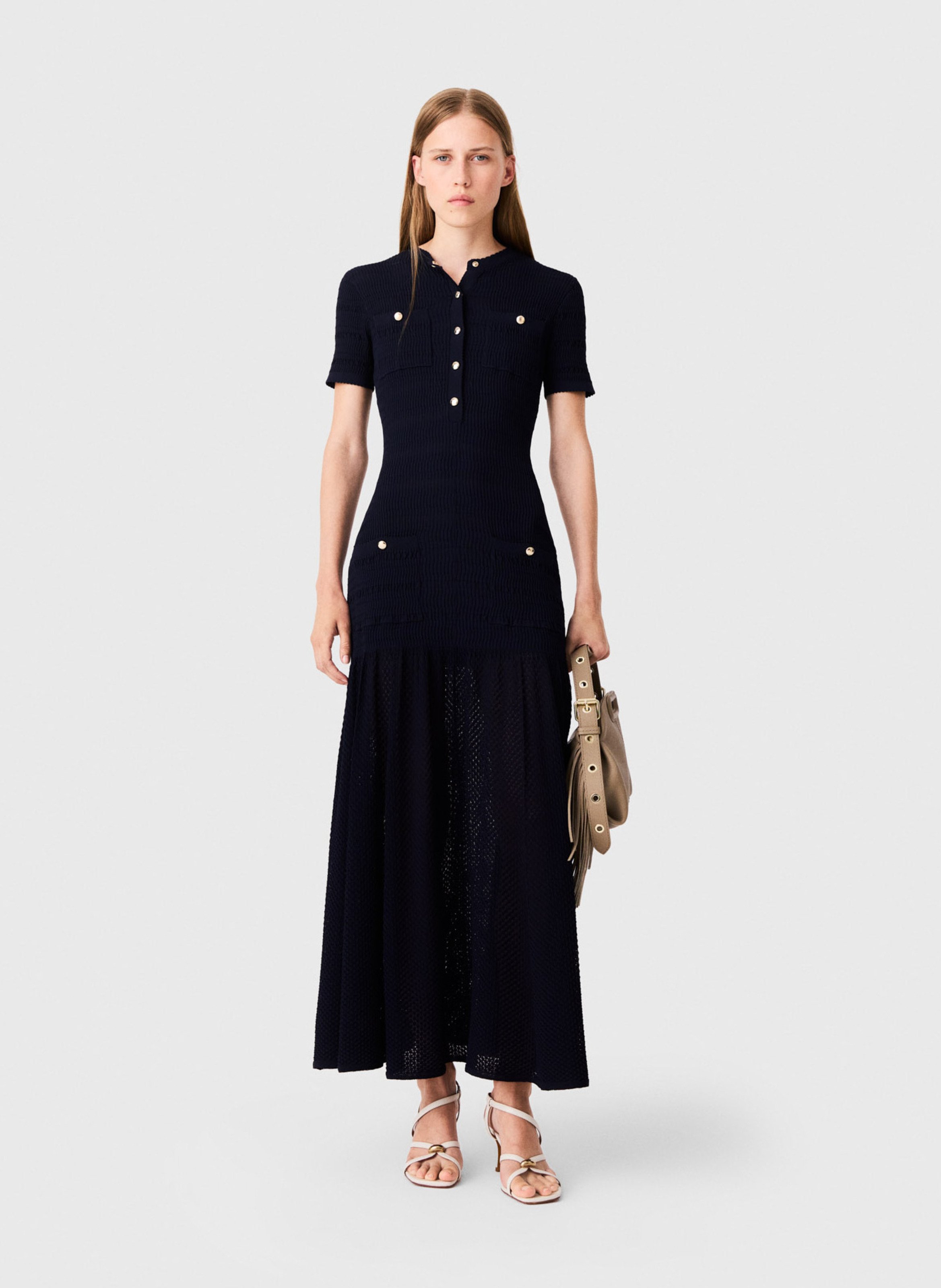 Flared buttoned long dress MAJE Blue