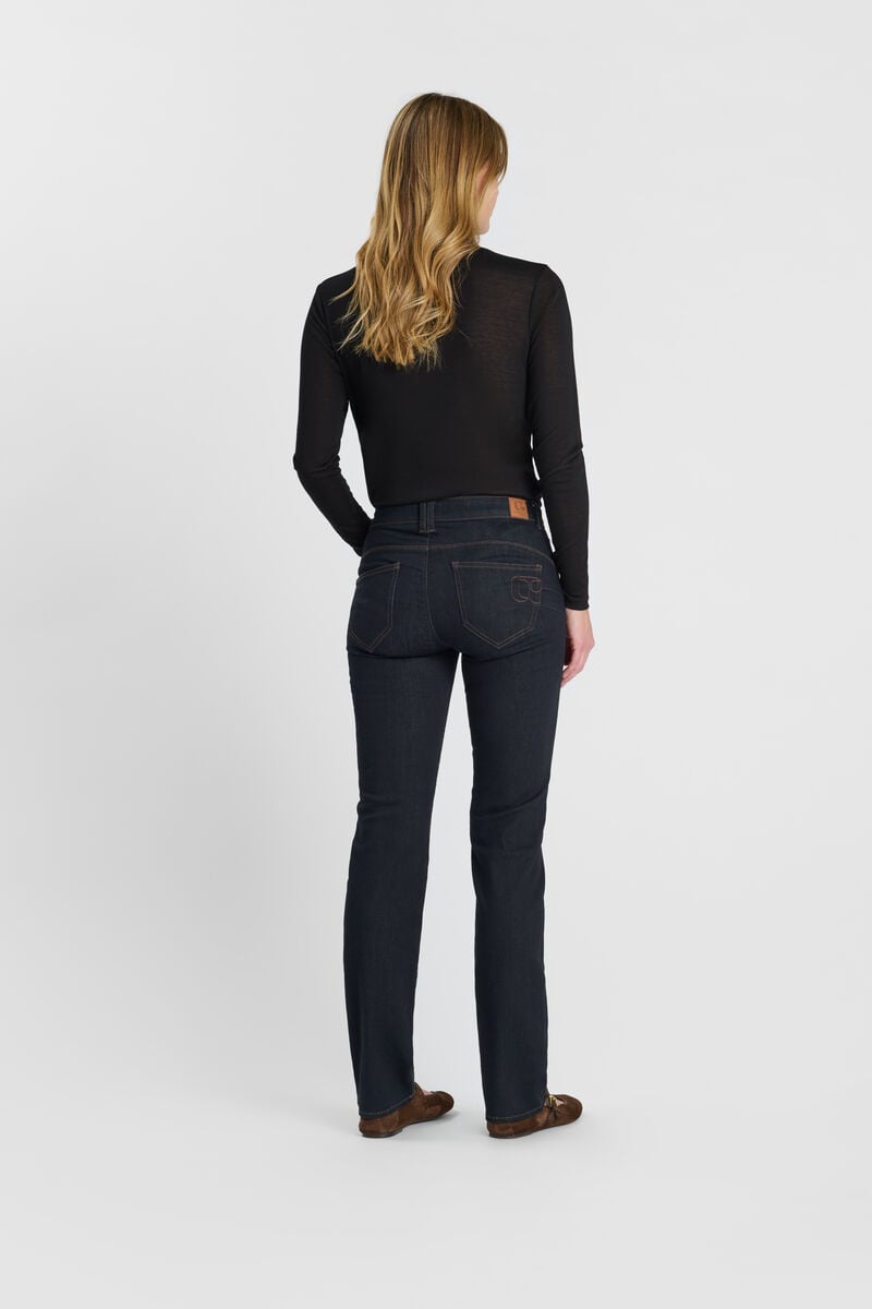 High-waisted straight push-up jeans, length 34 LE TEMPS DES CERISES Blue