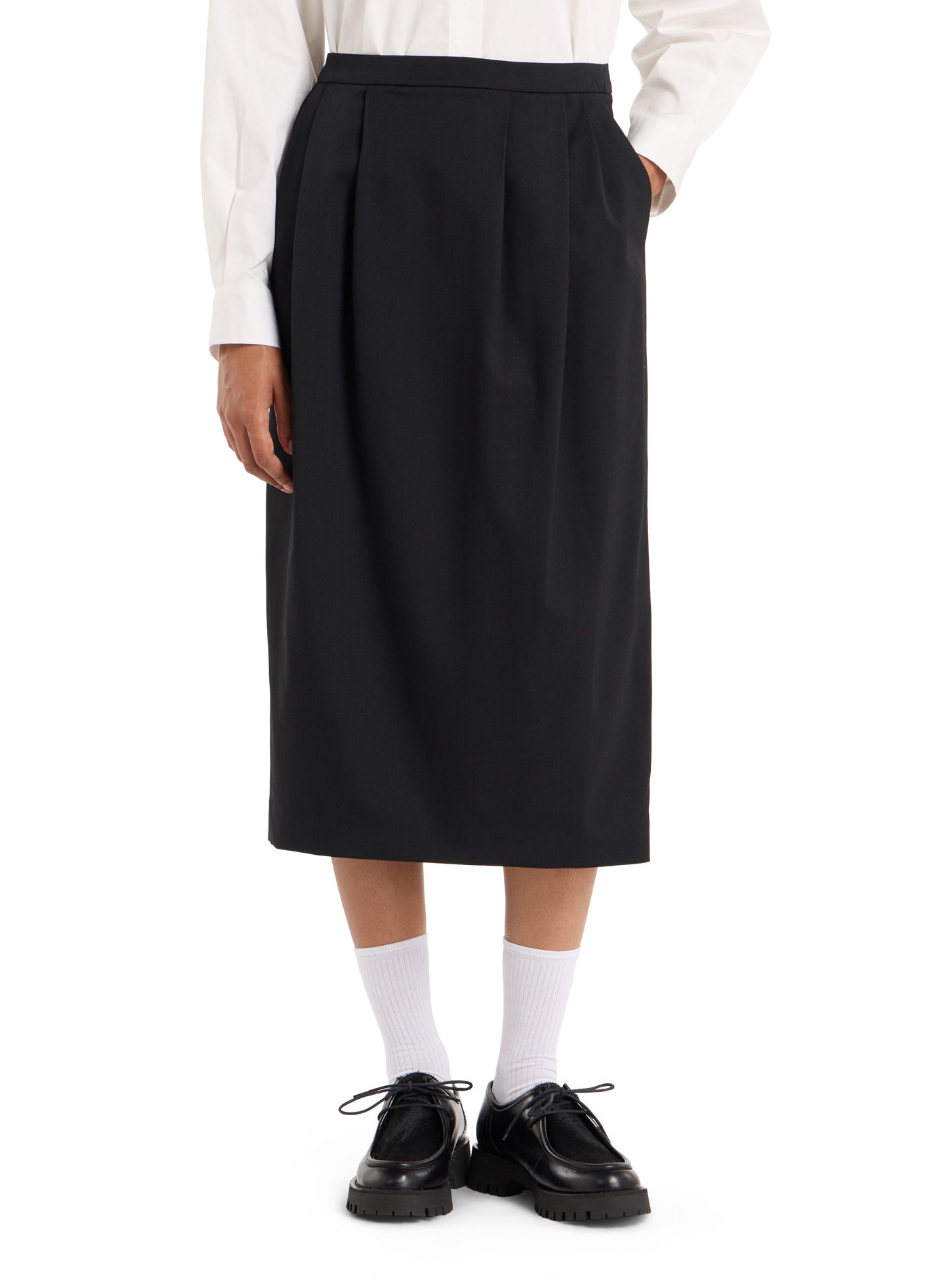 Solid color midi pencil skirt SAISON 1865 Black