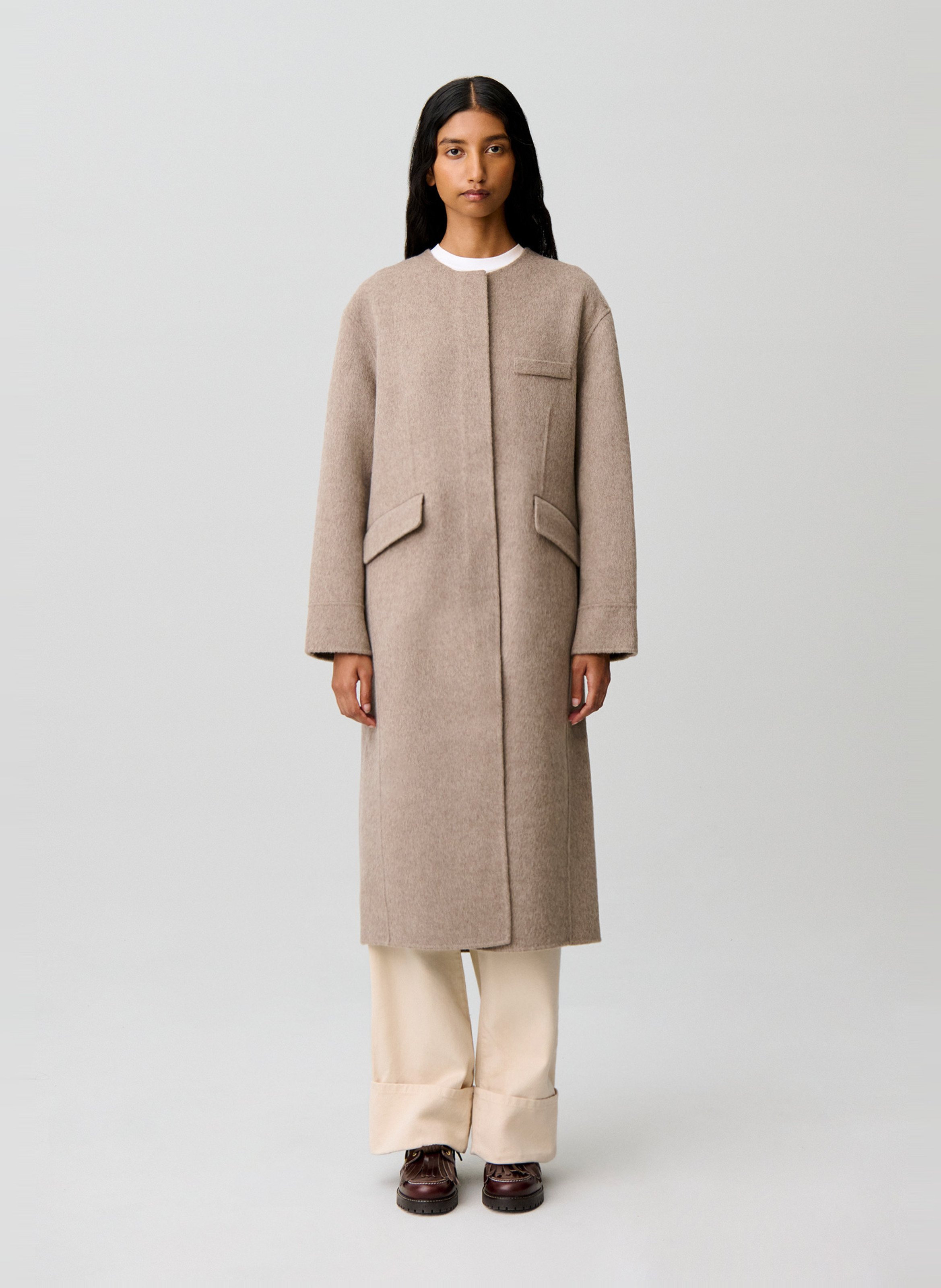 Gerader Mantel aus Wollmix CLAUDIE PIERLOT Beige
