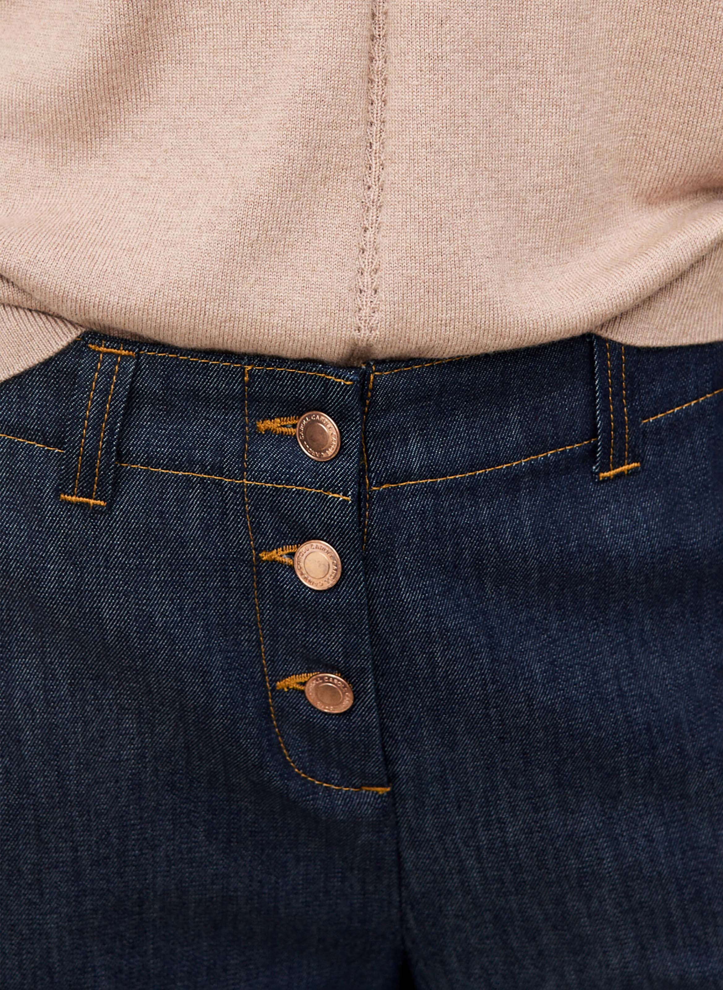 Wide-leg cotton-blend jeans CAROLL Blue