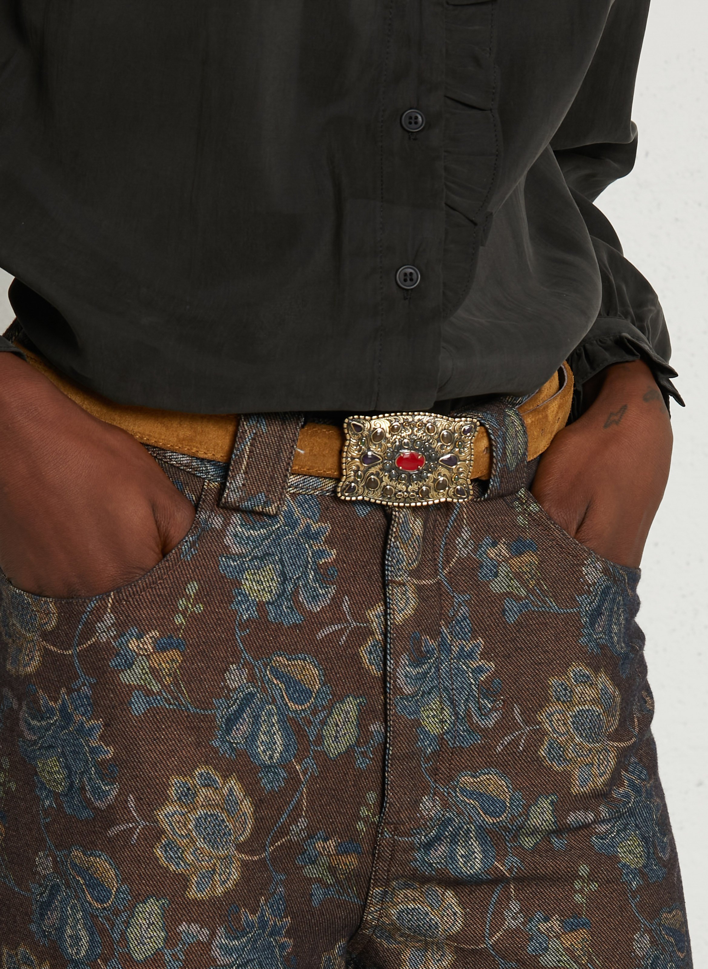 Leather belt  CLARIS VIROT Khaki