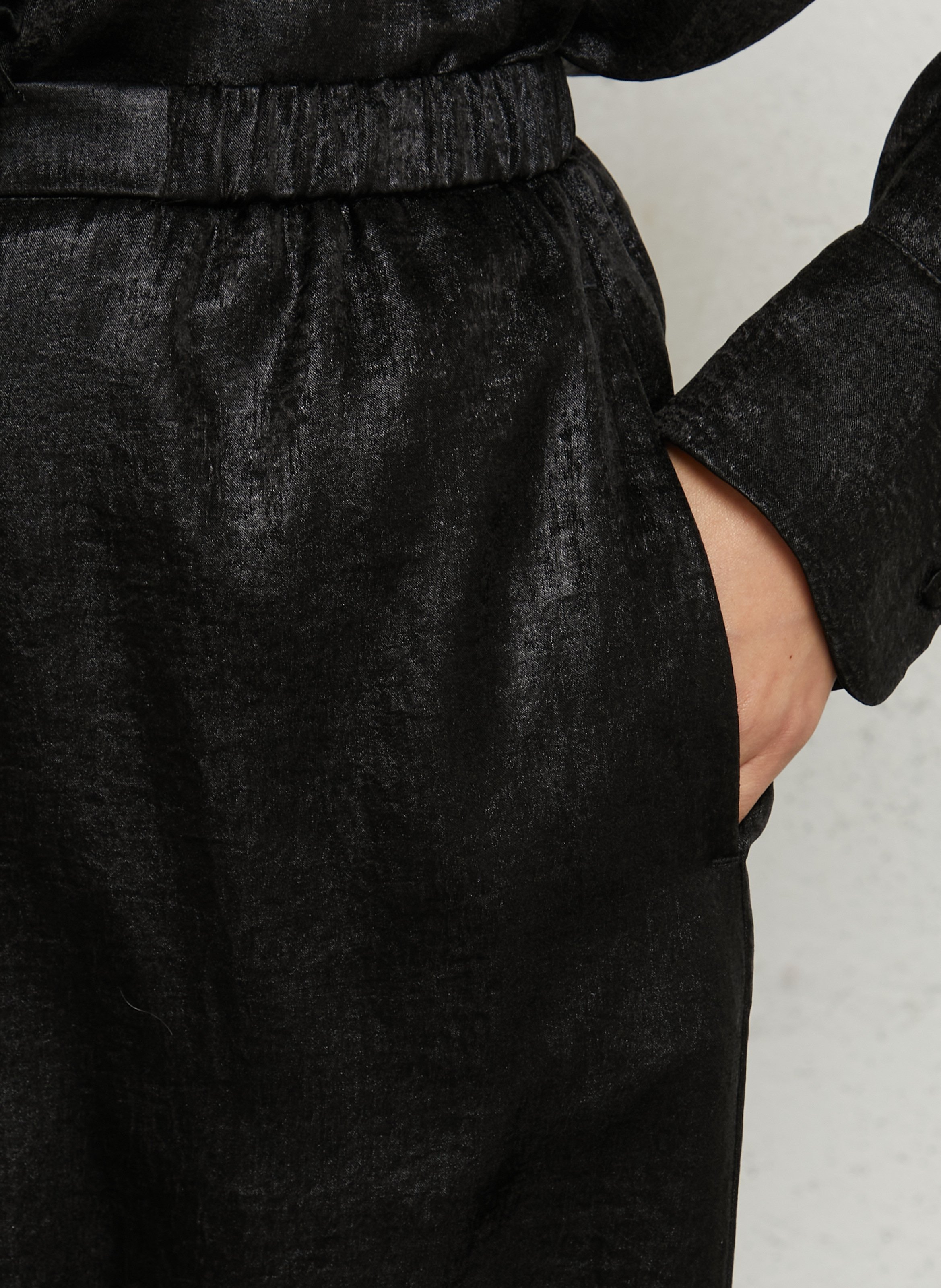 Wide-leg Baccarat laminated fabric pants MOMONI Black