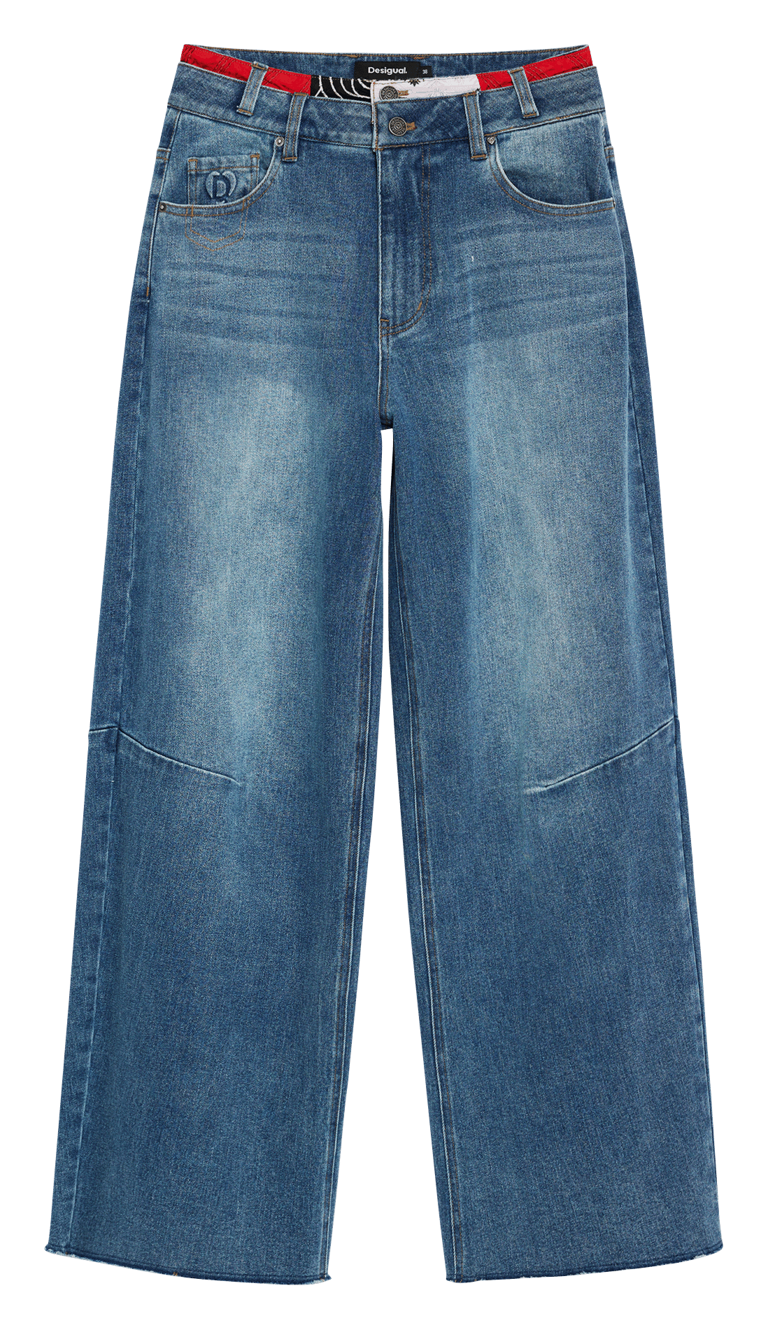 Wide-leg cotton-blend jeans DESIGUAL Blue