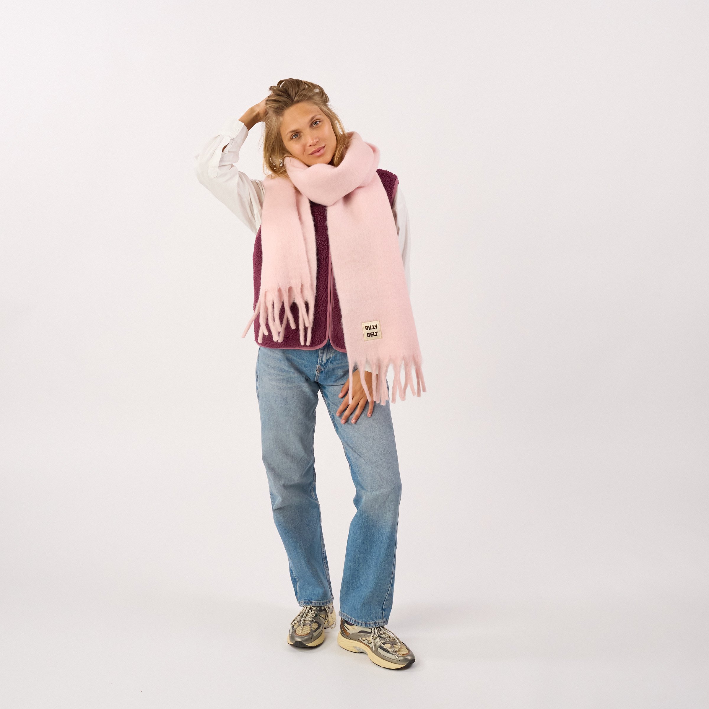 Wide wool scarf BILLYBELT Pink