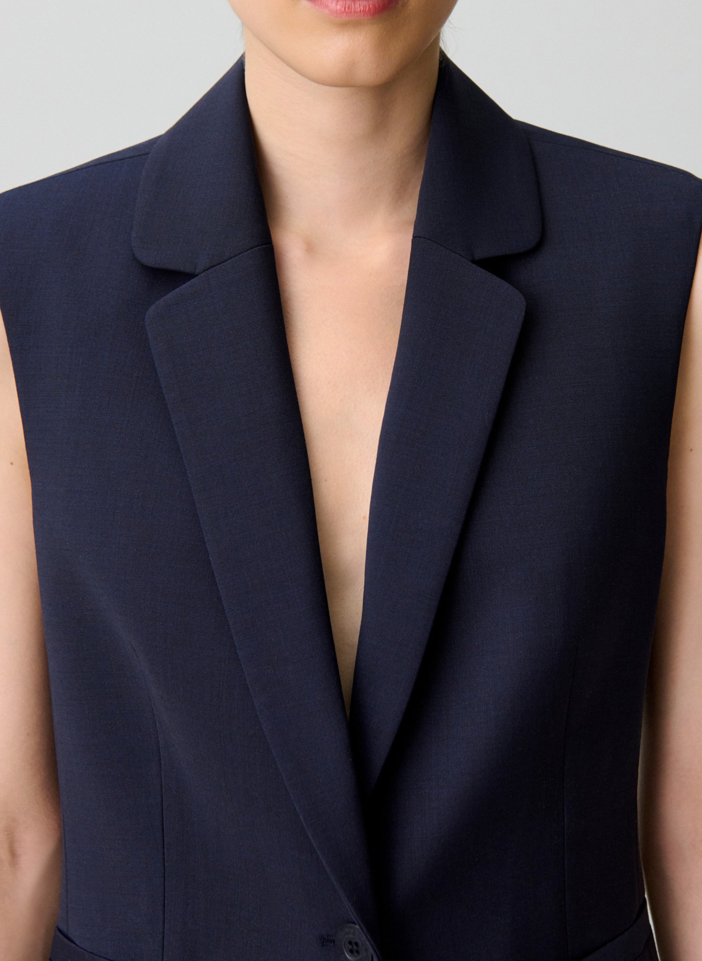 Getailleerde mouwloze jas van wolmix CLAUDIE PIERLOT Blauw